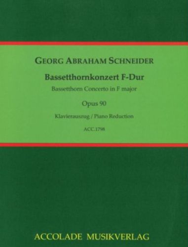 Coverbild vom Bassetthorntitel Bassetthornkonzert F-Dur von Georg Abraham Schneider