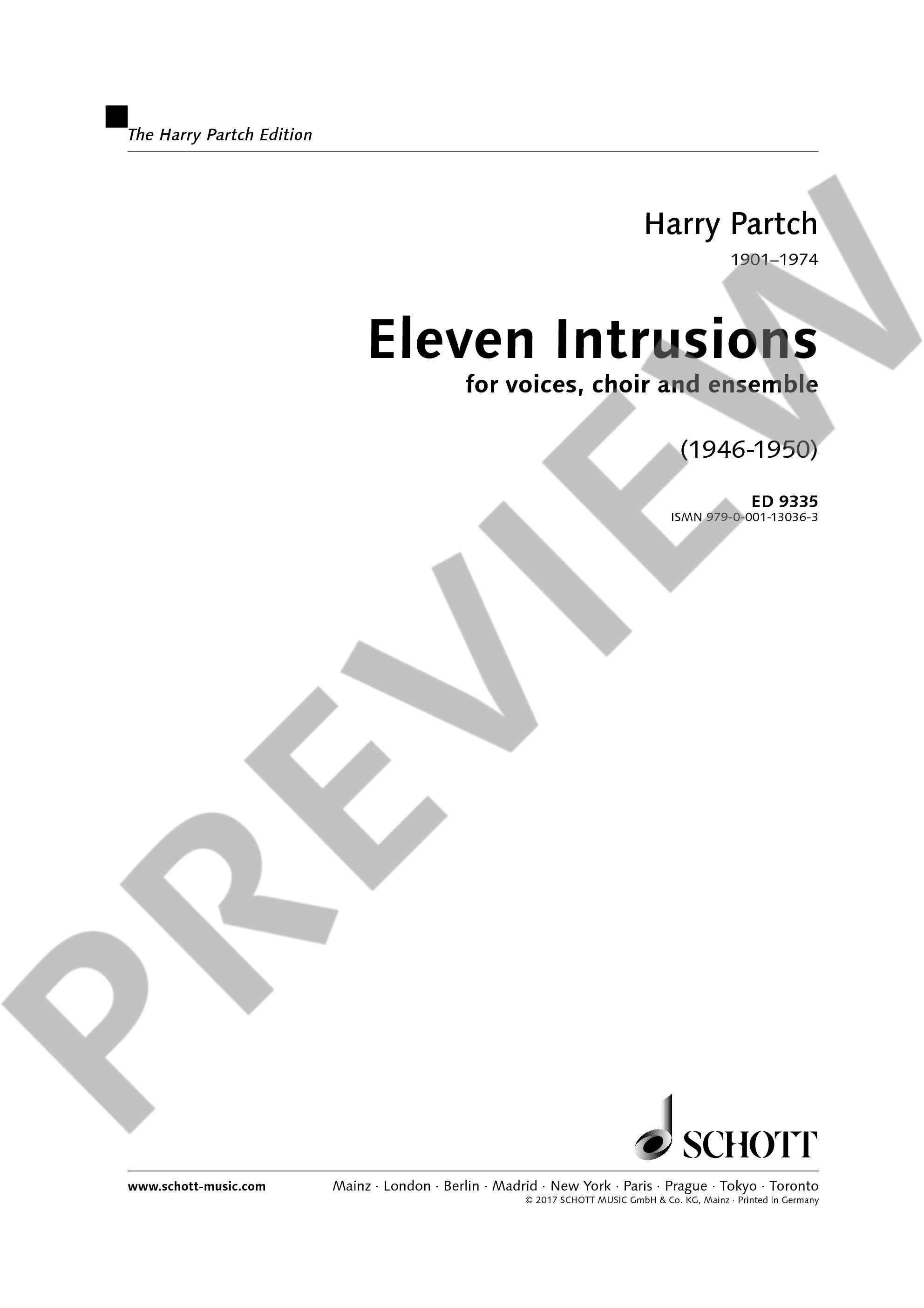 Sample 4 : Partch, Harry : Eleven Intrusions, for voices, choir and ensemble - Solo Parts, Choir and Instrument