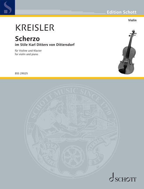 Kreisler, Fritz : Scherzo in the style of Karl Ditters v. Dittersdorf,  - violin and piano - Schott