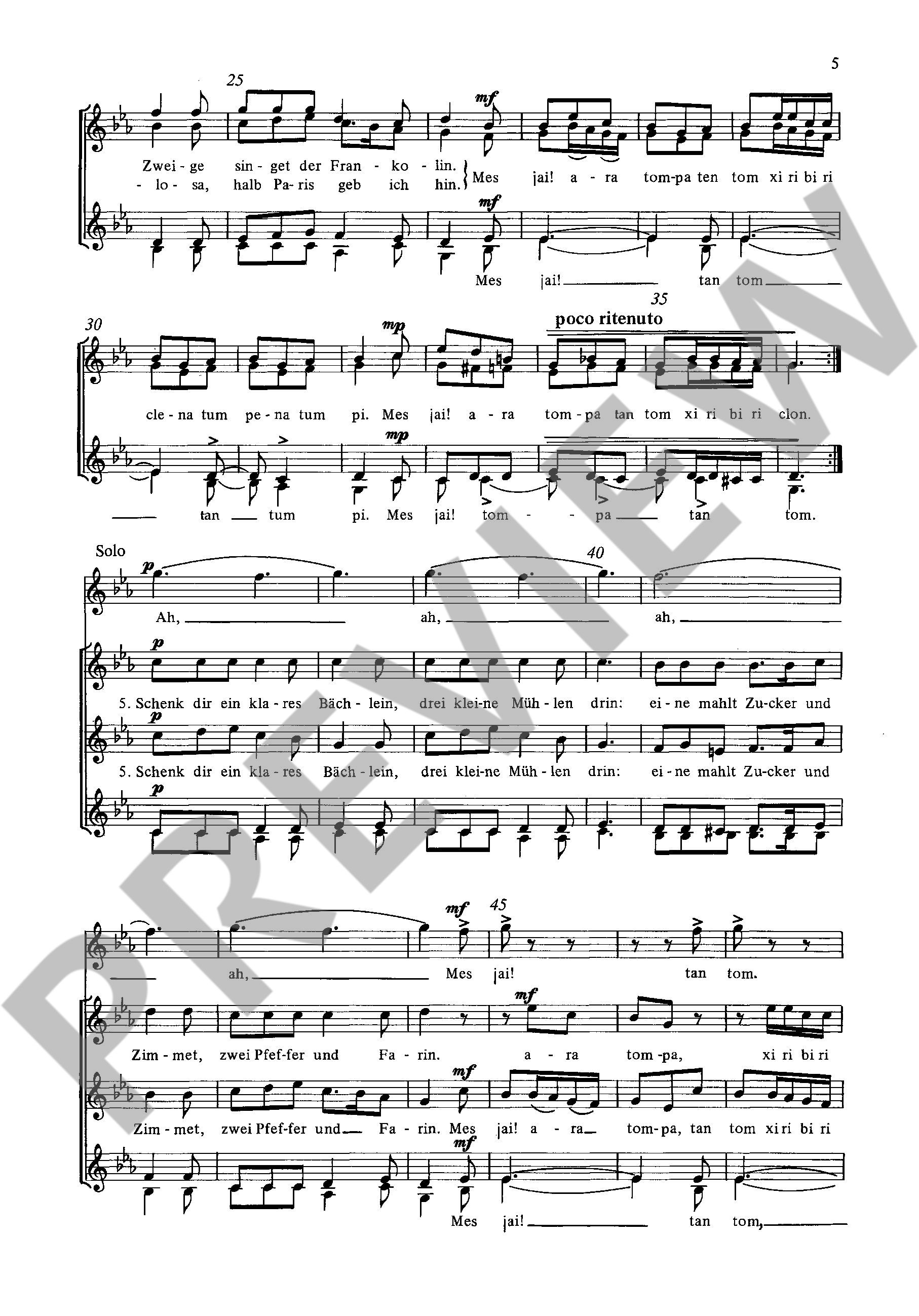Sample 4 : Poos, Heinrich : Alalá, Liederkreis nach spanischen Volksweisen - female choir (SSAA) - Schott Digi