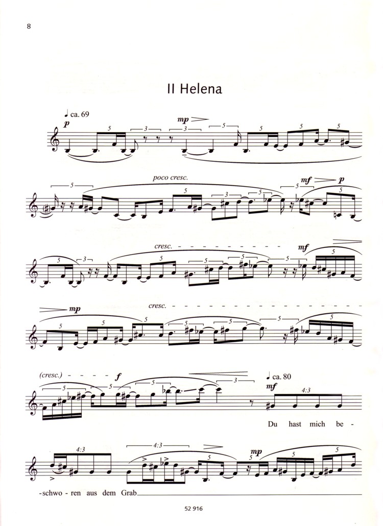 Sample 2 : Reimann, Aribert : Ollea, Four Poems of Heinrich Heine - soprano solo - Schott Digital