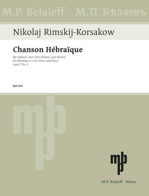 Rimsky-Korsakov, Nikolai : Chanson Hébraïque,  - medium or low voice and piano - Schott Digital