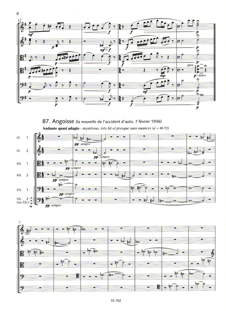 Sample 3 : Koechlin, Charles : Le Portrait de Daisy Hamilton, Ten Pieces for String Sextet - string sextet - Sc