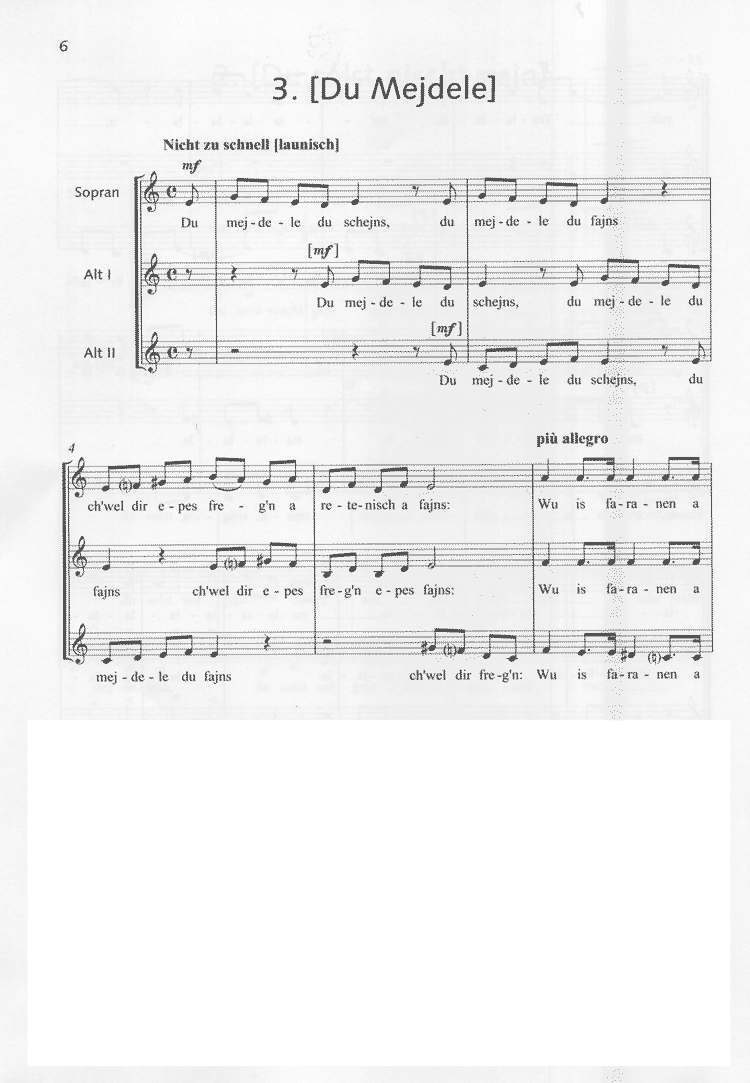 Sample 3 : Ullmann, Viktor : Three Yiddish pieces for female choir,  - female choir (SAA/SSAA) a cappella - Sch