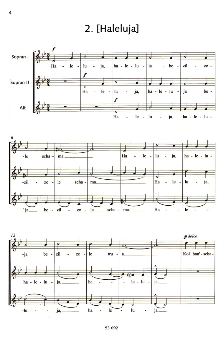 Sample 2 : Ullmann, Viktor : Three Hebrew pieces for boys' choir,  - boys' choir (SSA) a cappella - Schott Digi