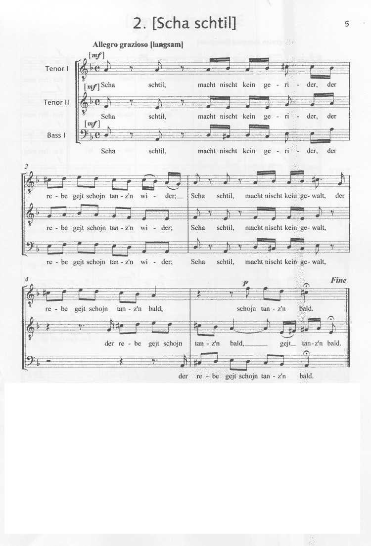 Sample 1 : Ullmann, Viktor : Three Yiddish pieces for male choir,  - men's choir (TTB/TTBB) a cappella - Schott