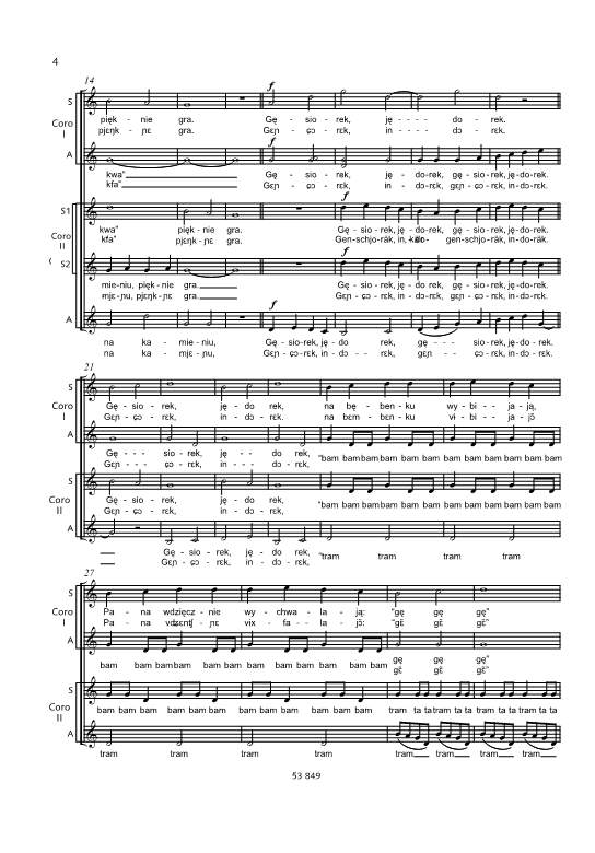Sample 2 : Penderecki, Krzysztof : Kaczka pstra, The Speckled Duck - 2 children's or female choirs (SA / SSAA)