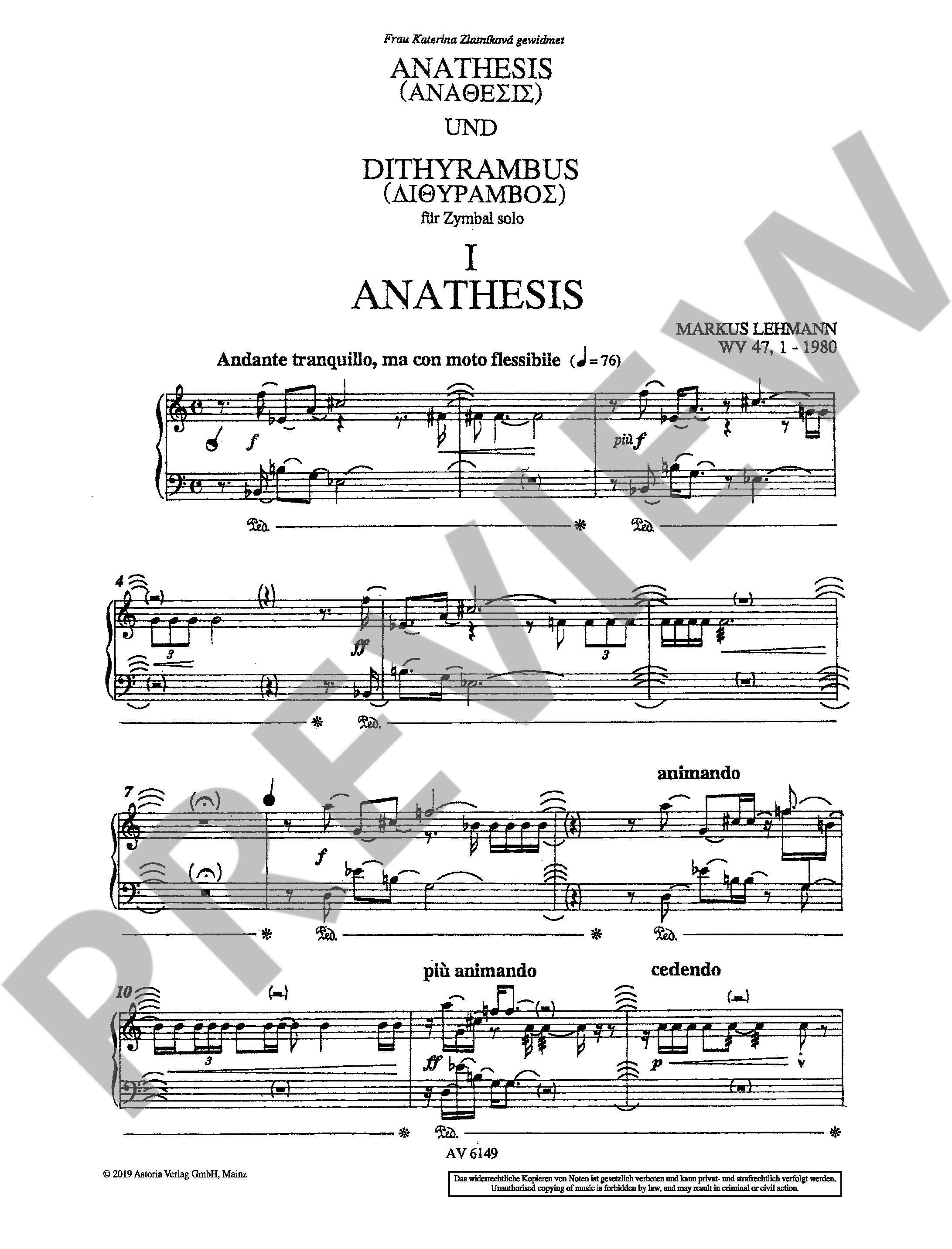 Sample 1 : Lehmann, Markus : Anathesis und Dithyrambus,  - cymbal - Schott Digital