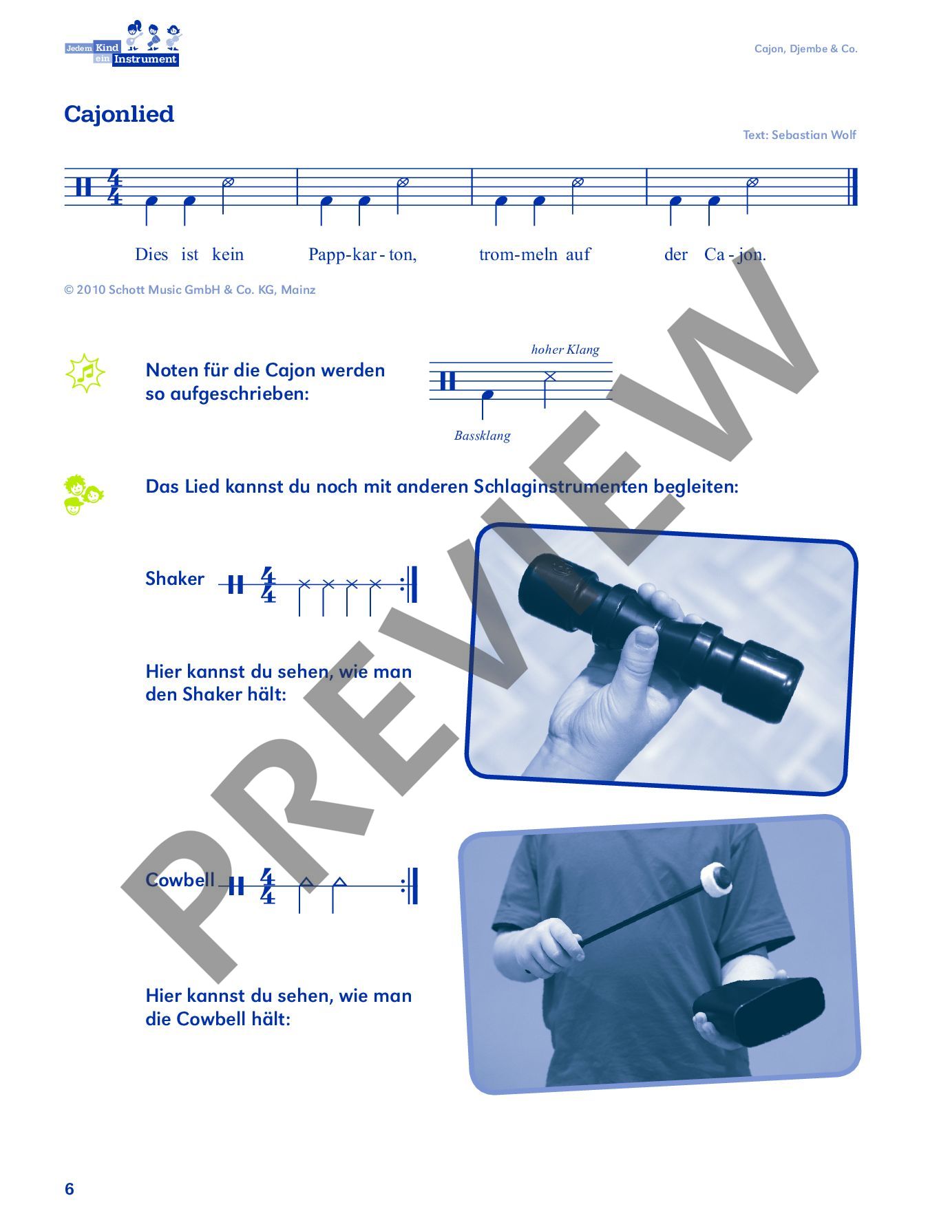 Sample 3 : Jedem Kind ein Instrument, Band 1 - JeKi - Cajon, Djembe & Co. - Schott Digital