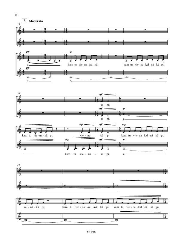 Sample 3 : Vasks, Peteris : Liepa, (The Lime Tree) - female choir (SSAA) - Schott Digital