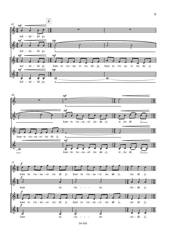 Sample 4 : Vasks, Peteris : Liepa, (The Lime Tree) - female choir (SSAA) - Schott Digital