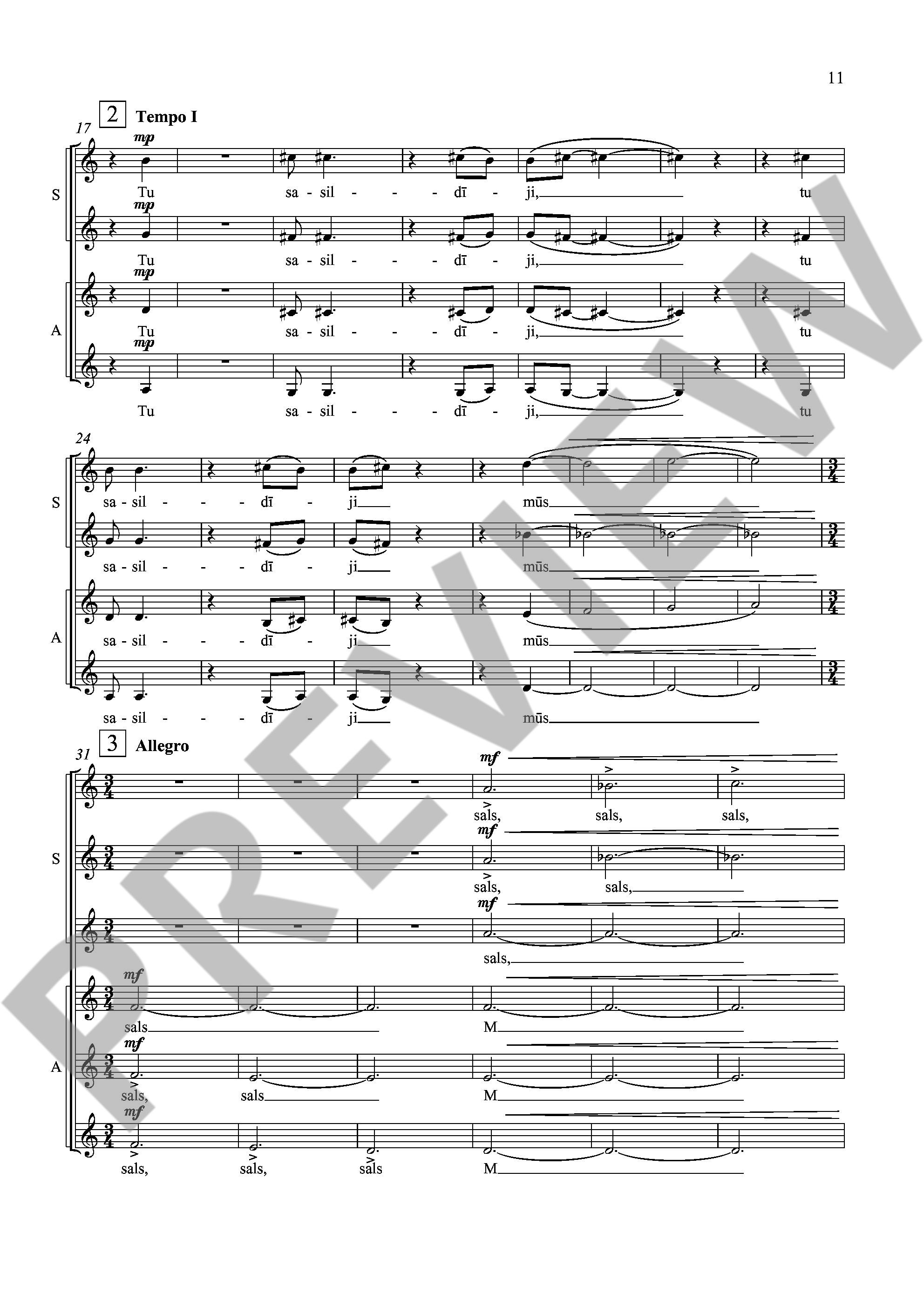 Sample 3 : Vasks, Peteris : Ne tikai lirika, (Not Only Poetry) - female choir (SSSSAAAA) - Schott Digital