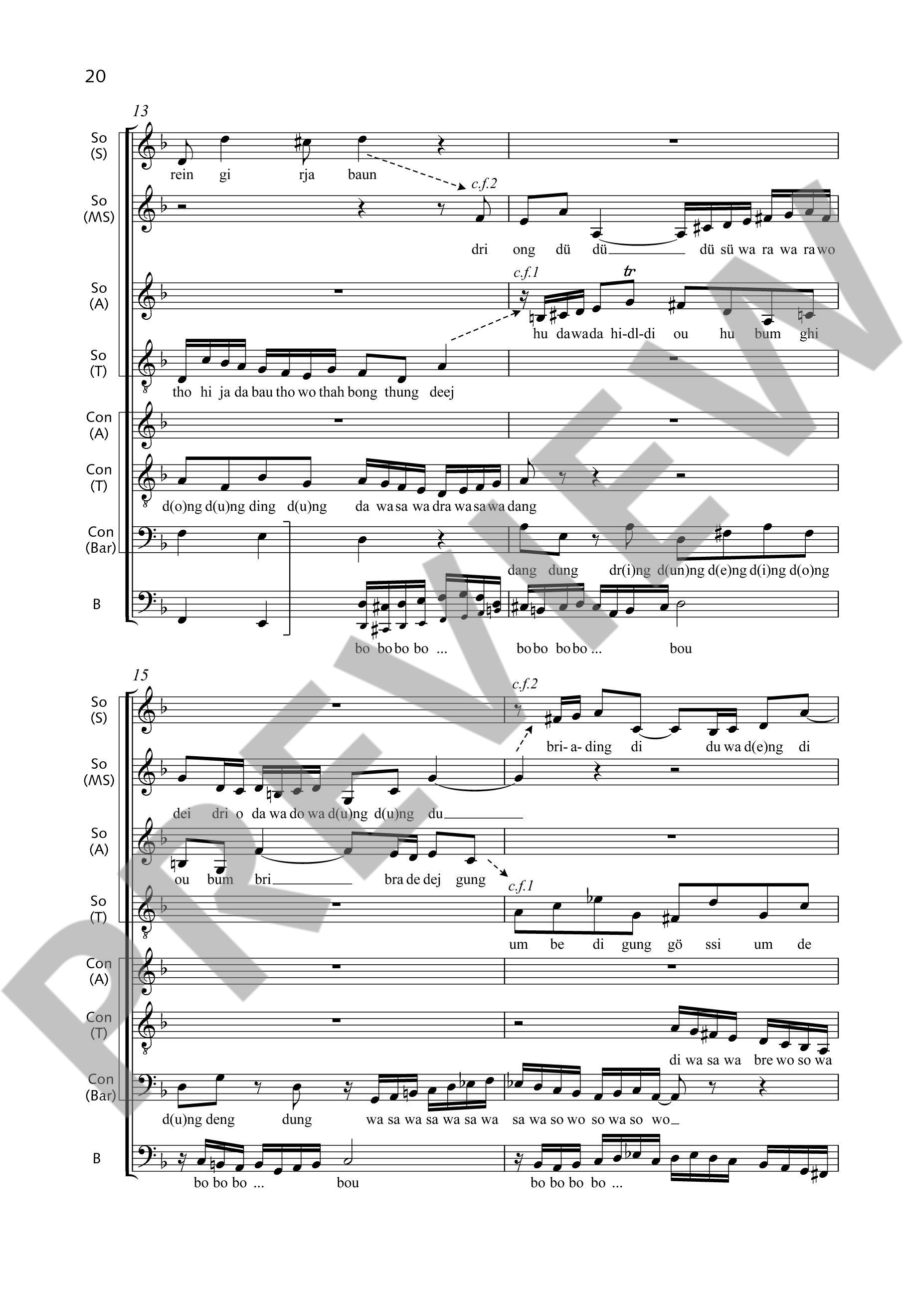 Sample 3 : Bach, Johann Sebastian : Quer Bach A Cappella,  - mixed choir or soloists (STTBarB) - Schott Digital