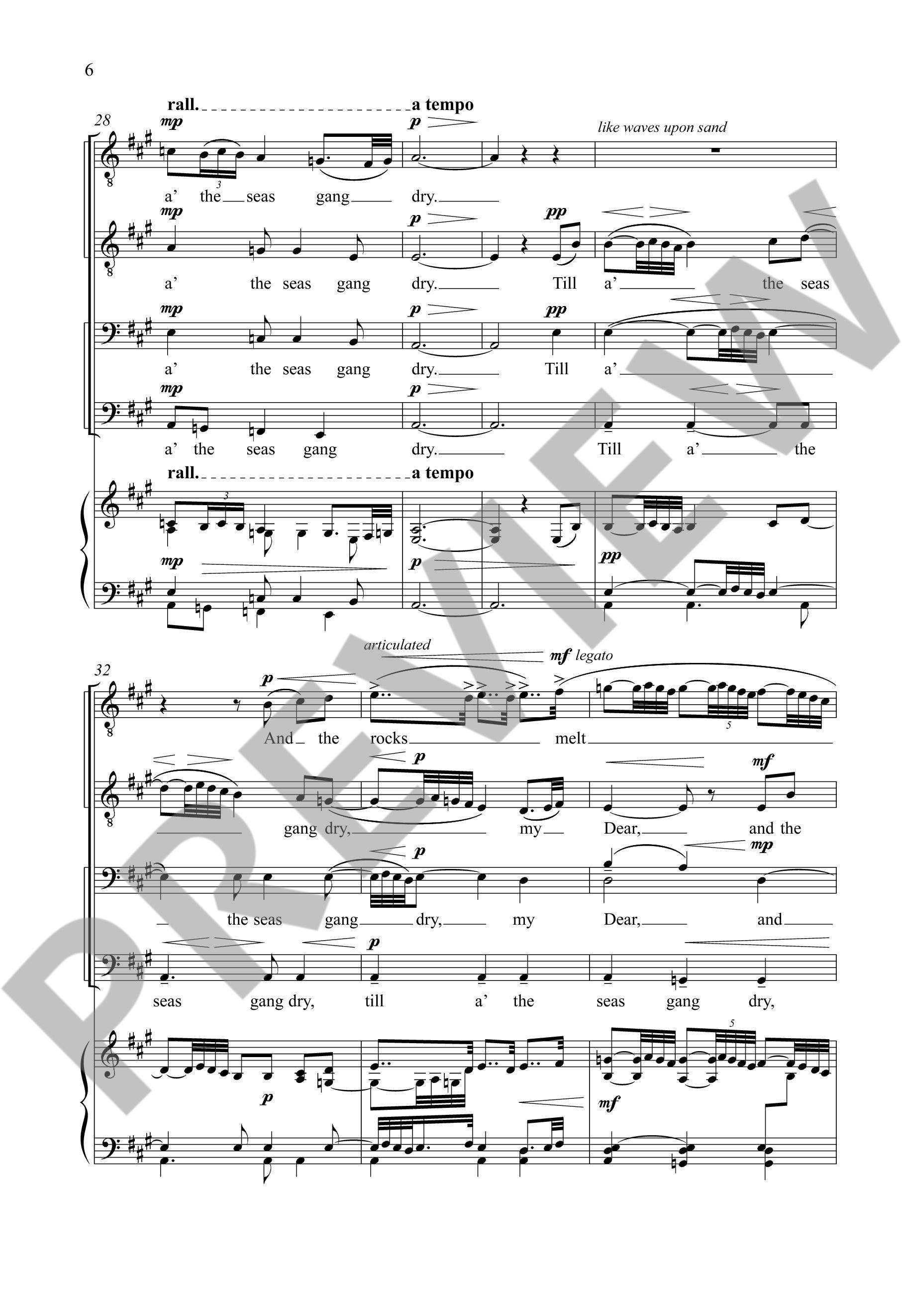 Sample 4 : Brown, Matthew : A Red, Red Rose,  - men's choir (TTBB) a cappella - Schott Digital