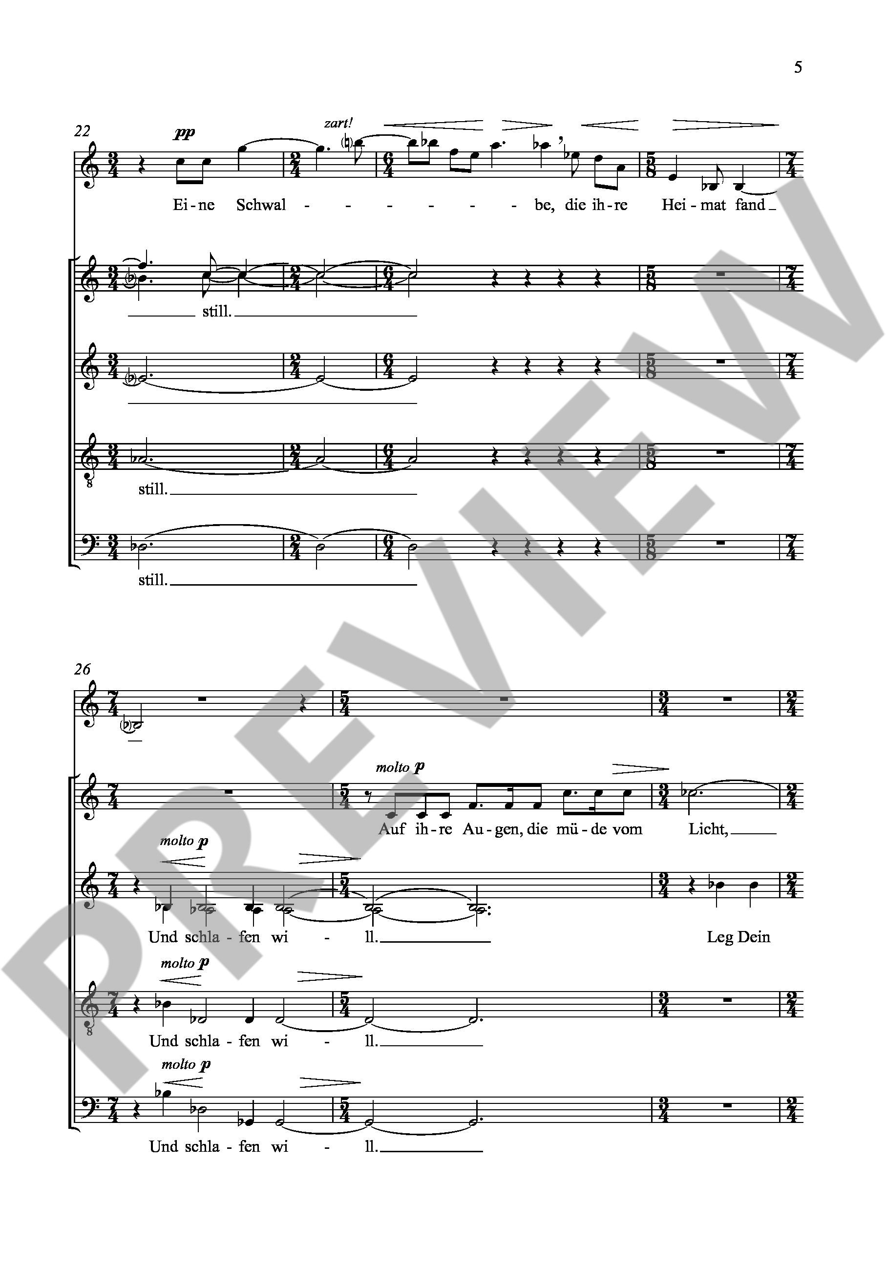Sample 2 : Kinzler, Burkhard : Totengebet,  - soprano solo and mixed choir (SSAATTBB) - Schott Digital