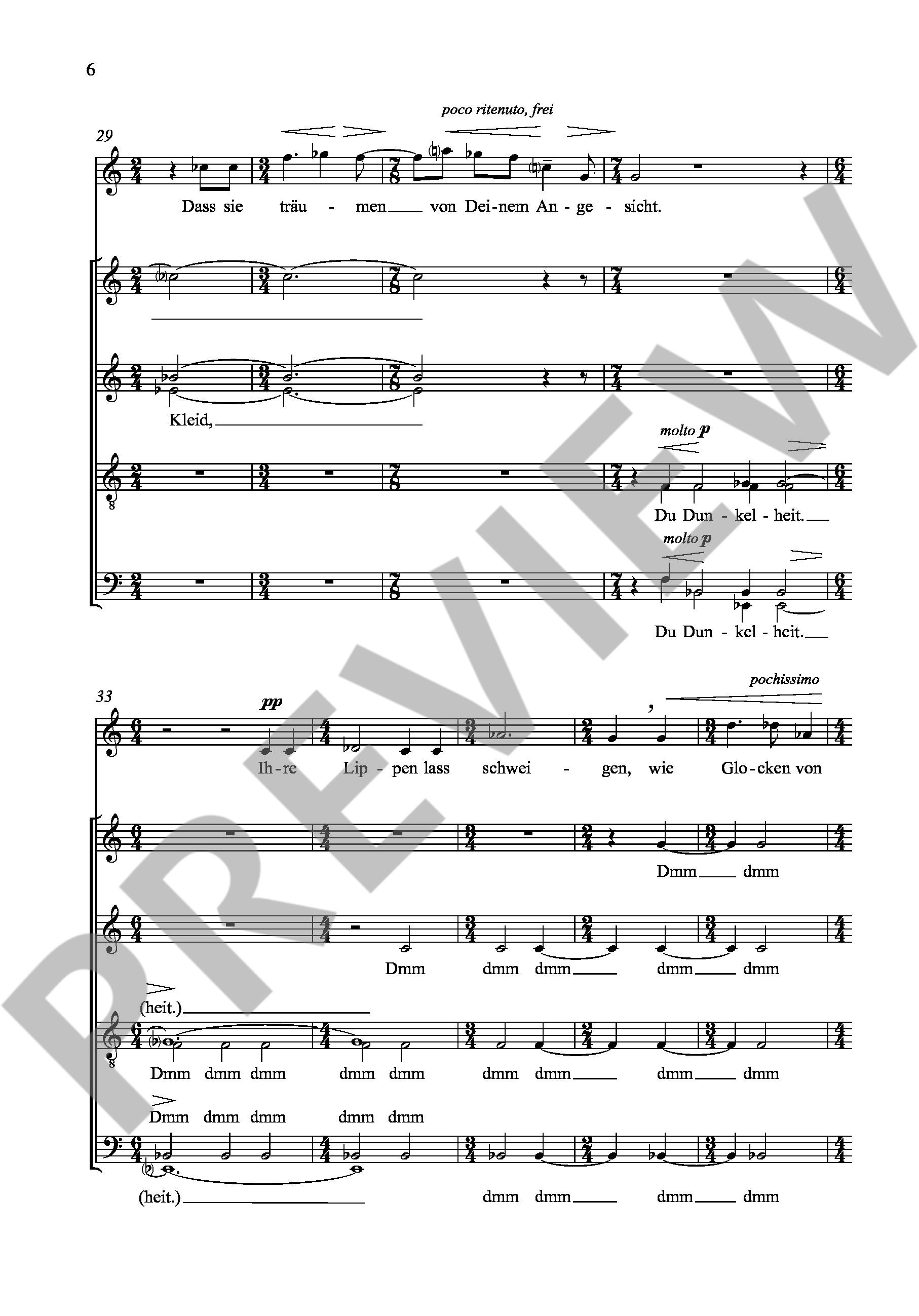 Sample 3 : Kinzler, Burkhard : Totengebet,  - soprano solo and mixed choir (SSAATTBB) - Schott Digital