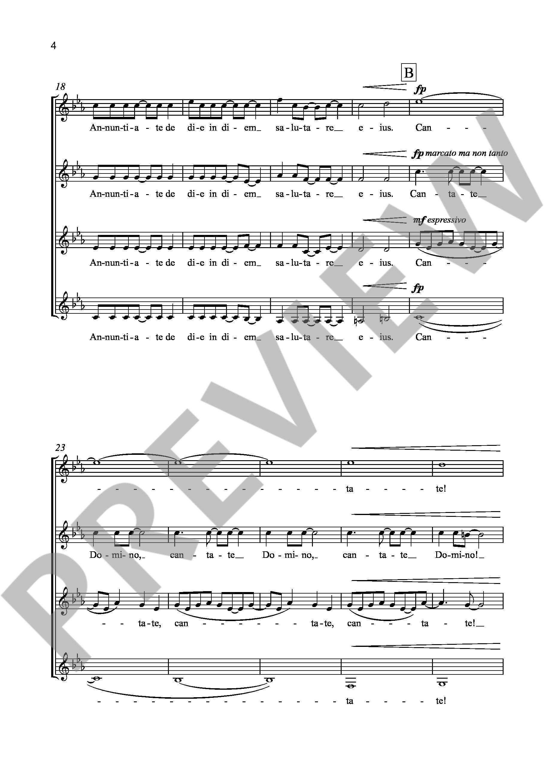 Sample 3 : Martiné, Pascal : Cantate Domino,  - female choir (SSAA) a cappella - Schott Digital