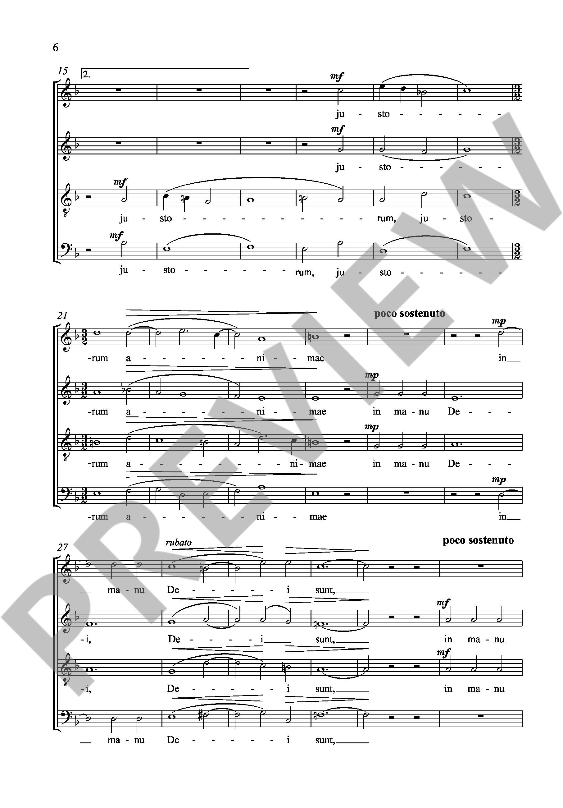 Sample 2 : Foerster, Peter Paul : Justorum animae, Buch der Weisheit III, 1.2a.3b - men's choir (TTBB) a cappel