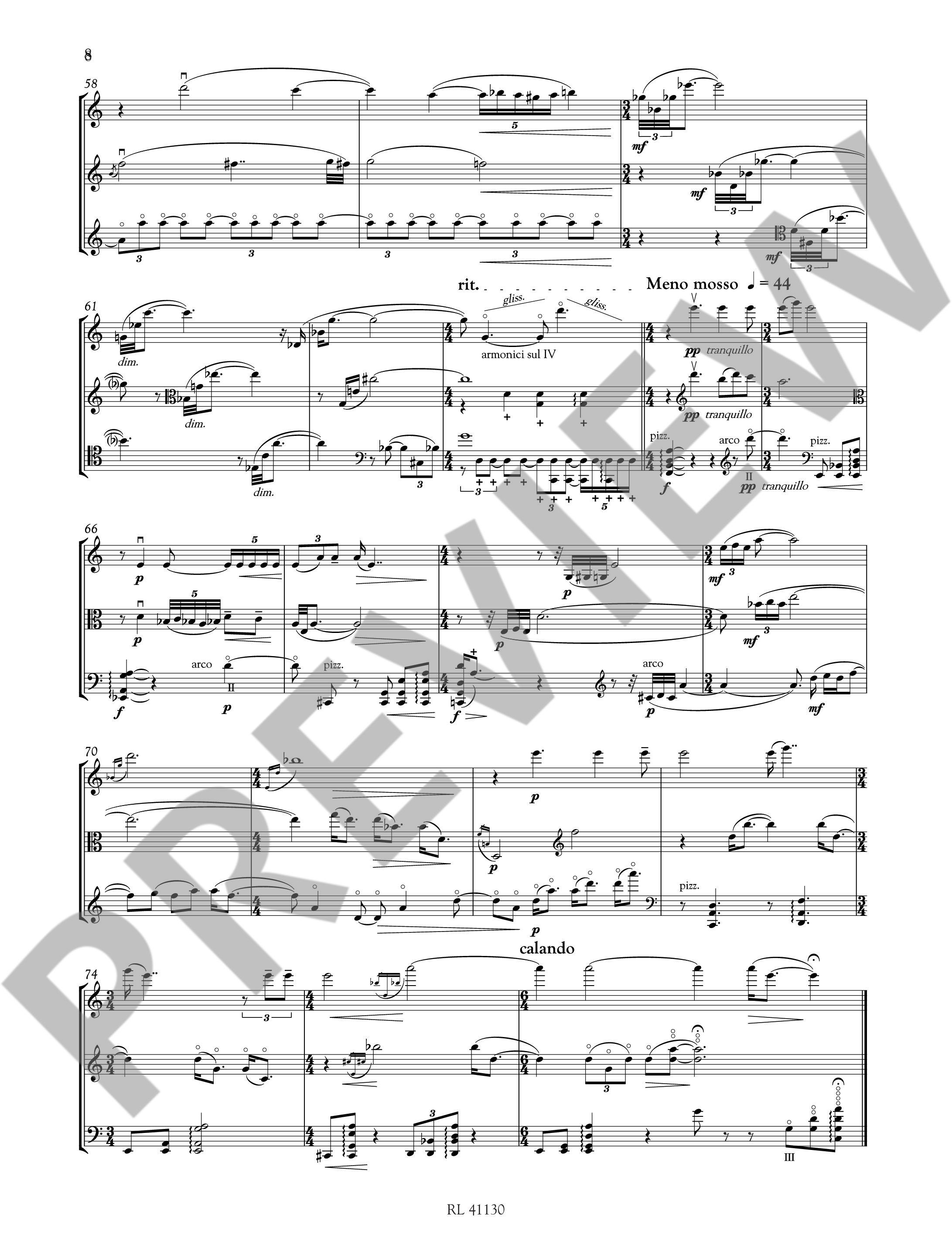 Sample 4 : Waterhouse, Graham : Epitaphium, for William Waterhouse - string trio - Schott Digital