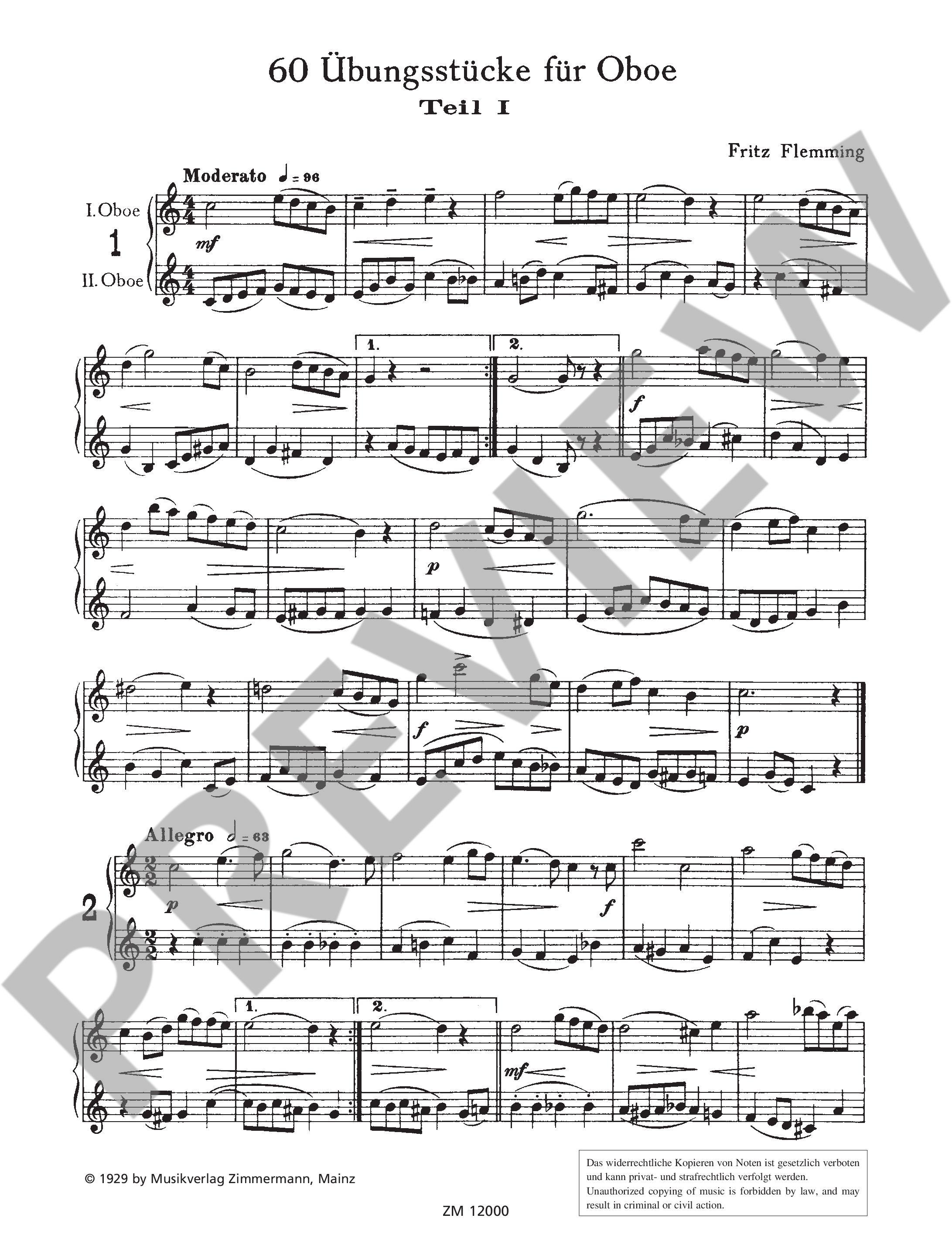 60 Progressive Etudes arranged according to the grade of difficulty