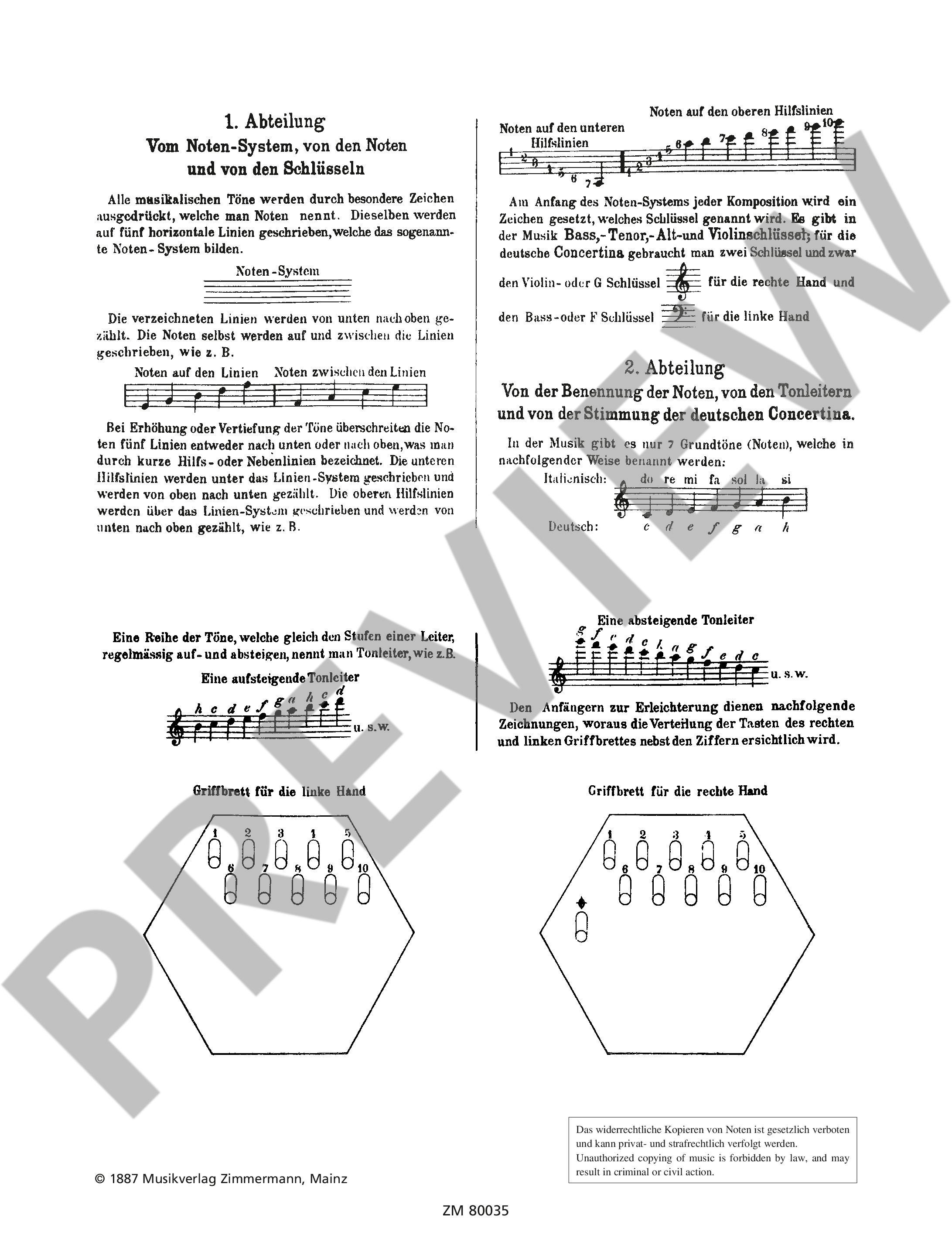 Sample 1 : Method for the concertina, (40-tone, diatonic) - Concertina (40tönig, diatonisch) - Schott Digital