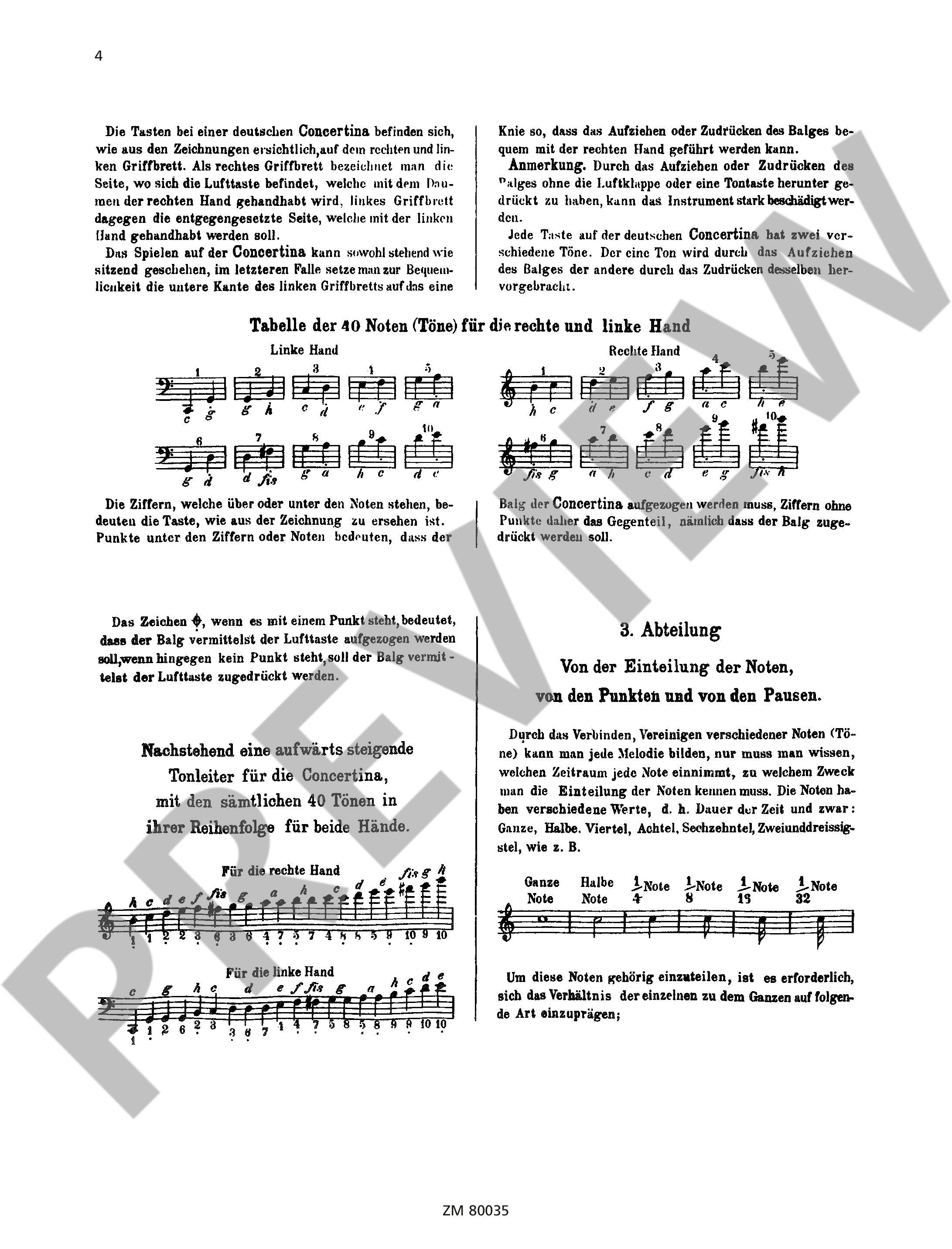 Sample 2 : Method for the concertina, (40-tone, diatonic) - Concertina (40tönig, diatonisch) - Schott Digital
