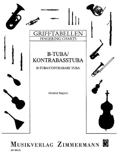 Fingering Table for Tuba in B, double bass; 3-4 valves