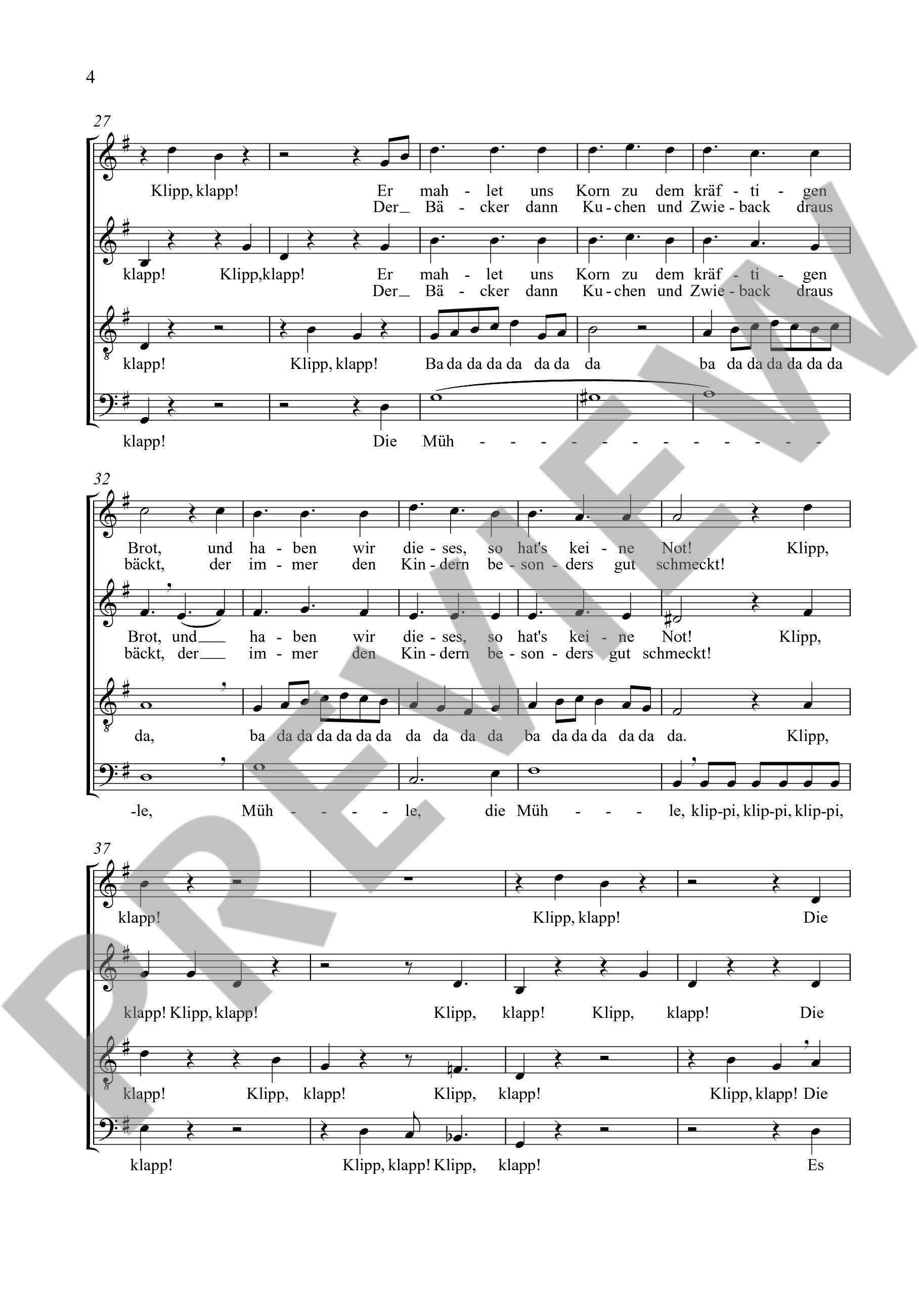 Sample 2 : Schronen, Alwin Michael : Es klappert die Mühle,  - mixed choir (SATB) a cappella and Balsodrum (ad