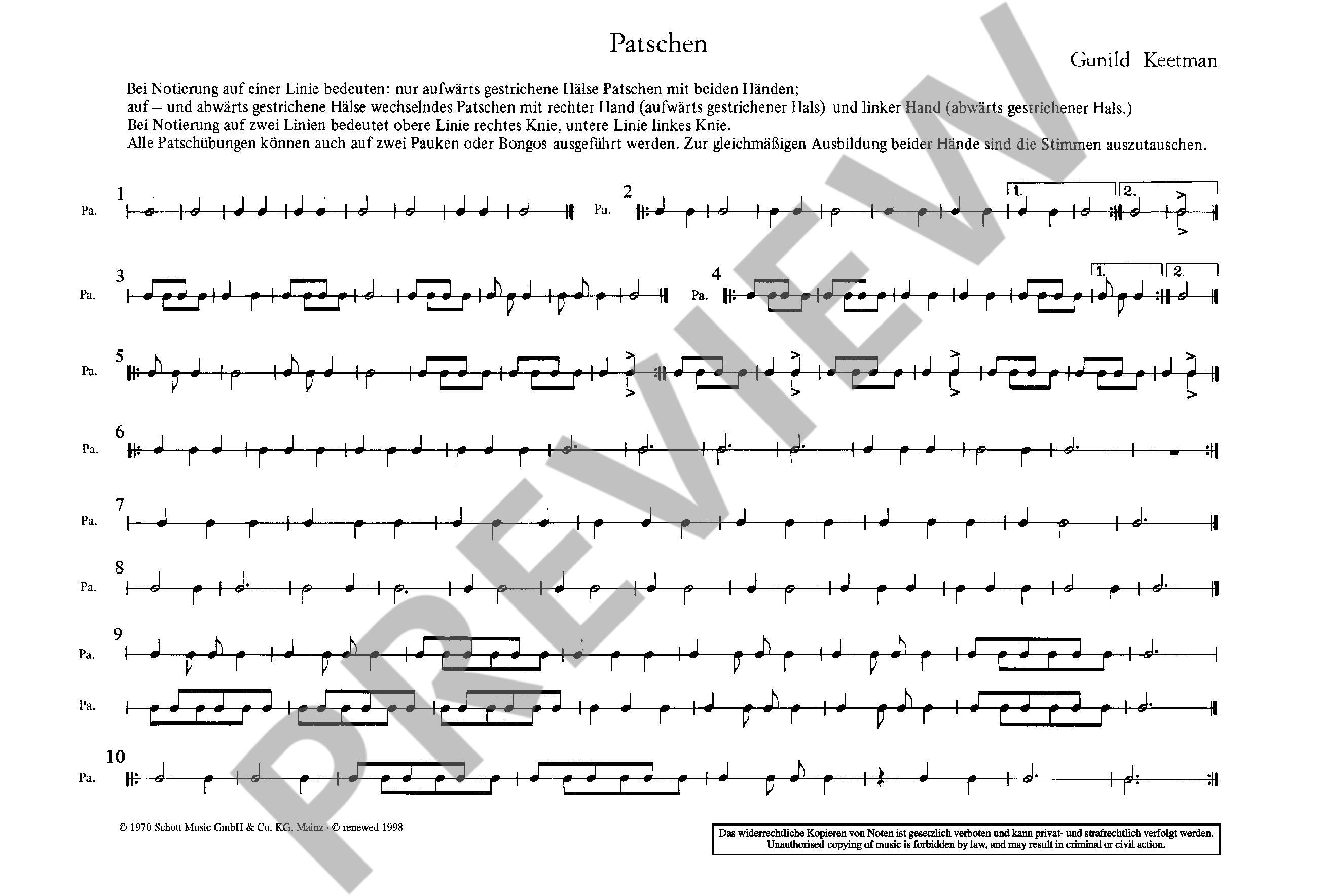 Sample 1 : Keetman, Gunild : Rhythmic Exercise,  - Orff-instruments - Schott Digital
