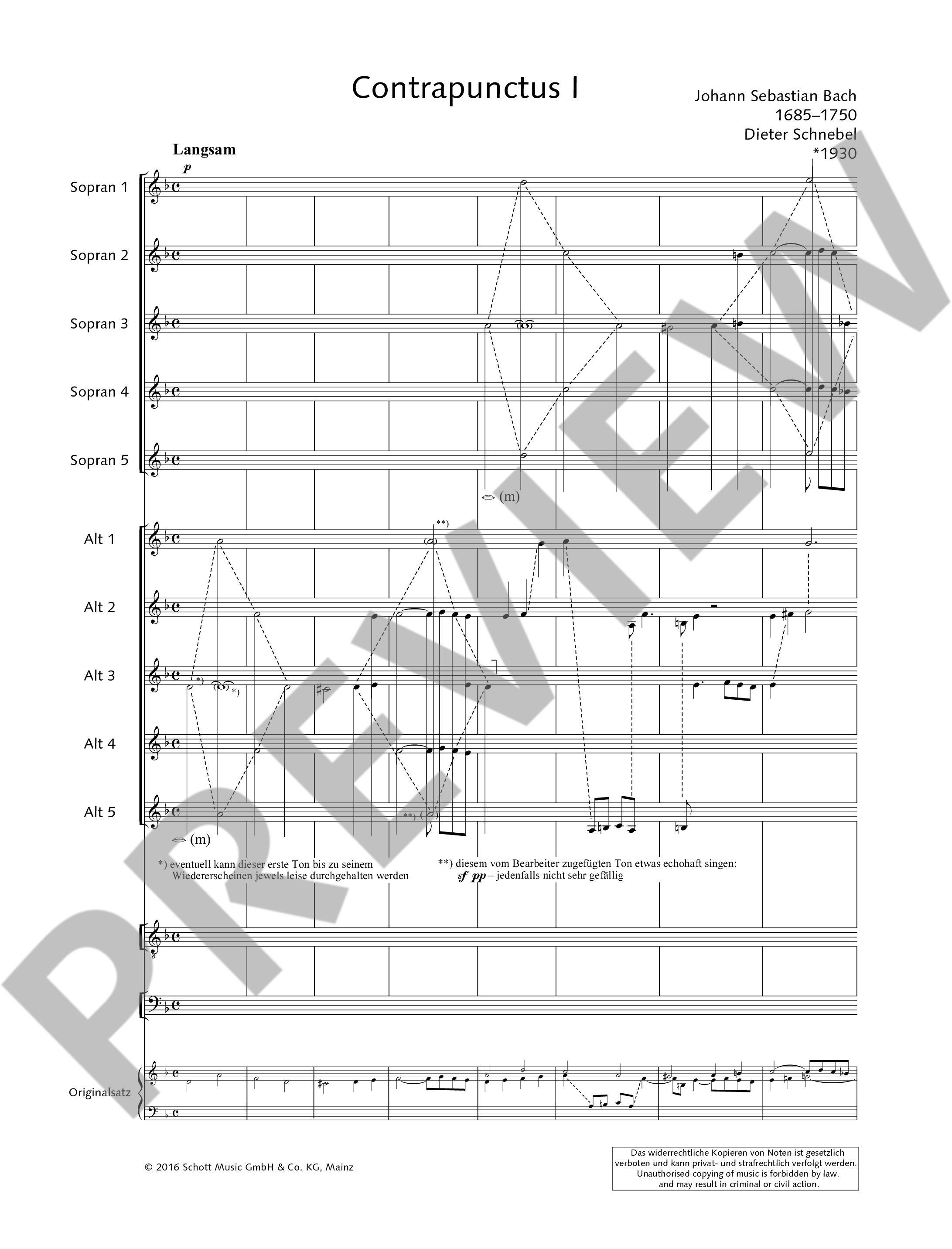 Sample 2 : Bach, Johann Sebastian : Bach-Contrapuncti, Contrapunctus I from "The Art of Fugue" - 20 Vocalists (