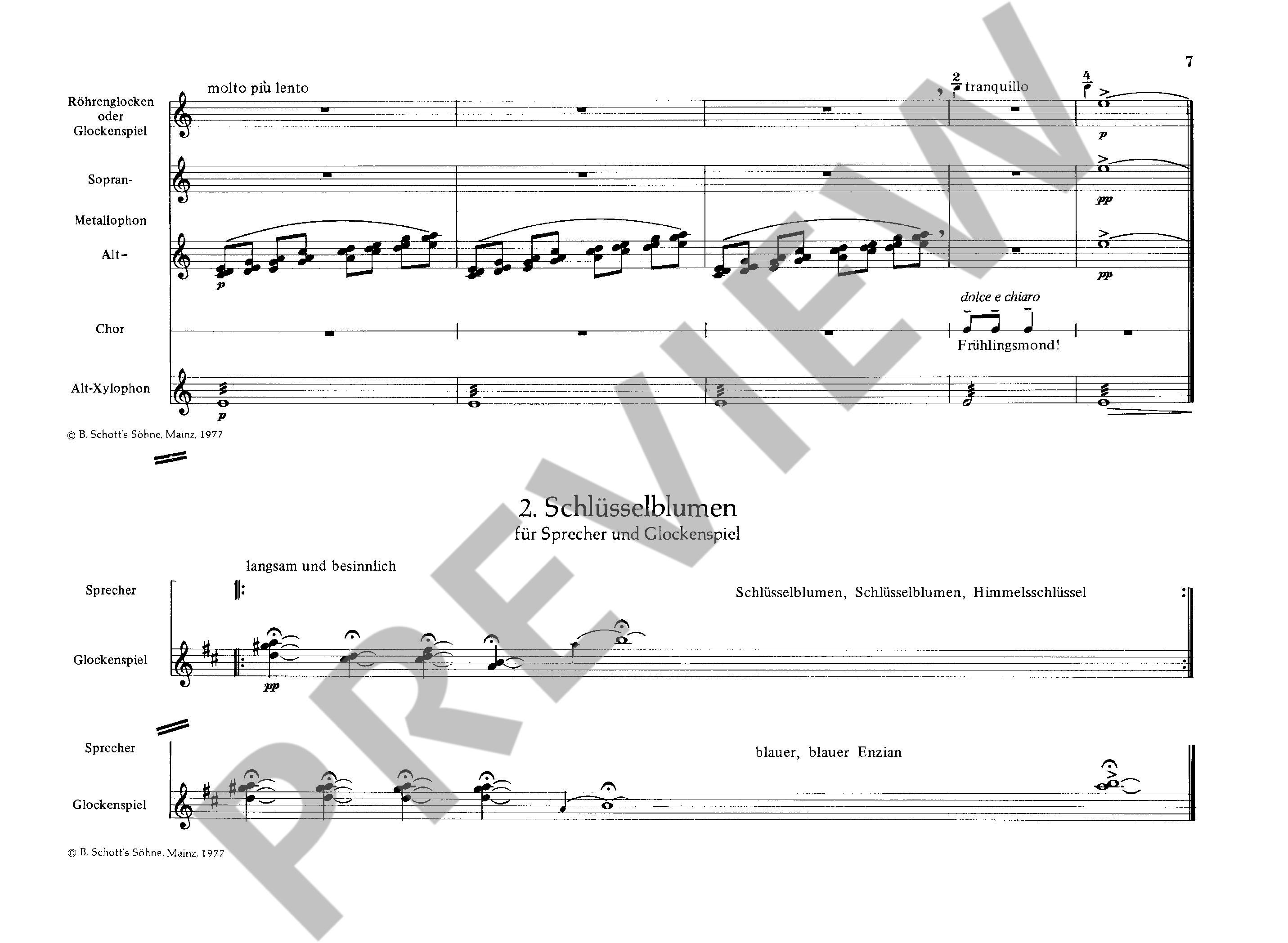 Sample 1 : Orff, Carl : Sprechstücke,  - speakers, speakerchoir and percussion - Schott Digital