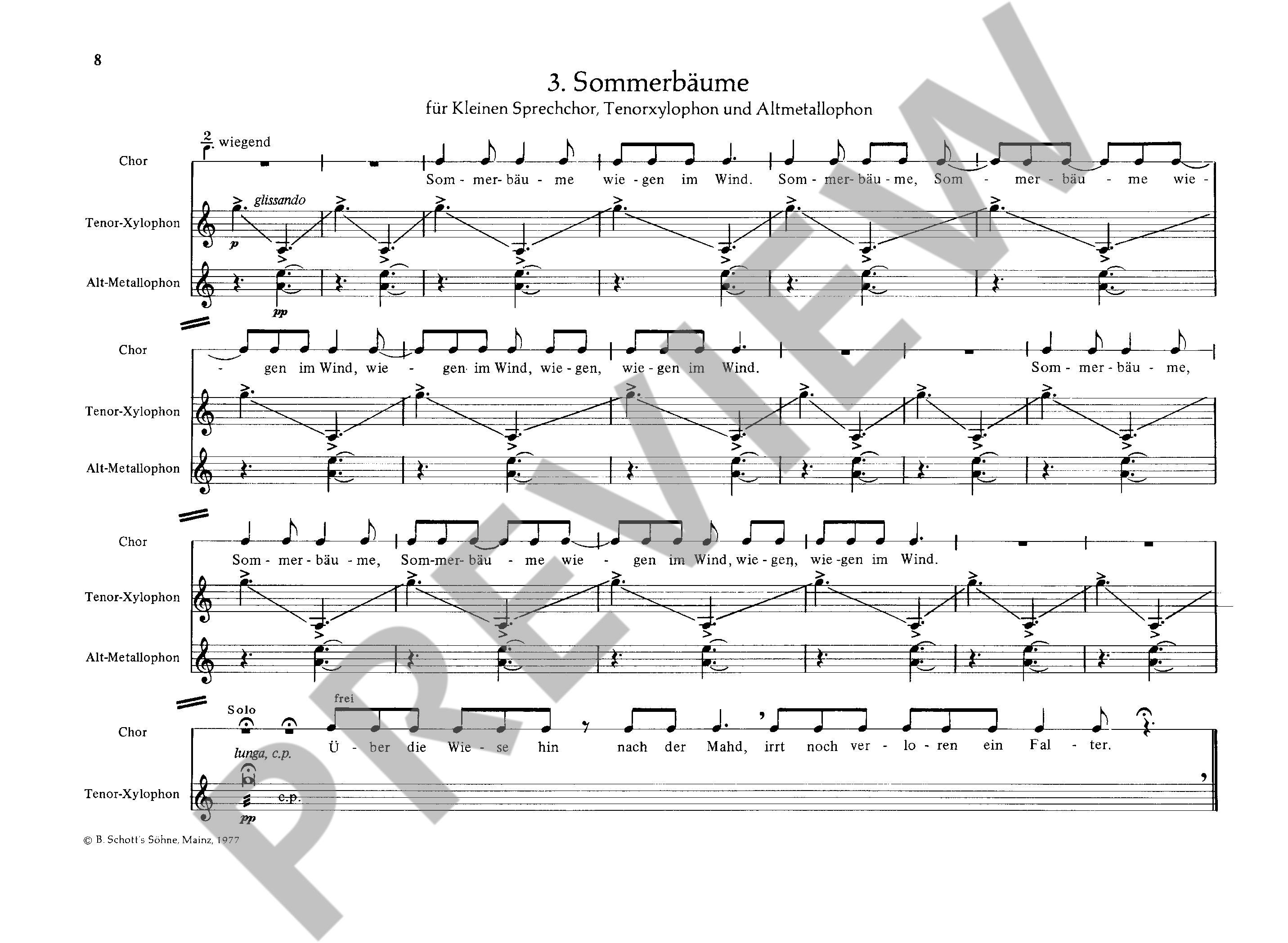 Sample 3 : Orff, Carl : Sprechstücke,  - speakers, speakerchoir and percussion - Schott Digital