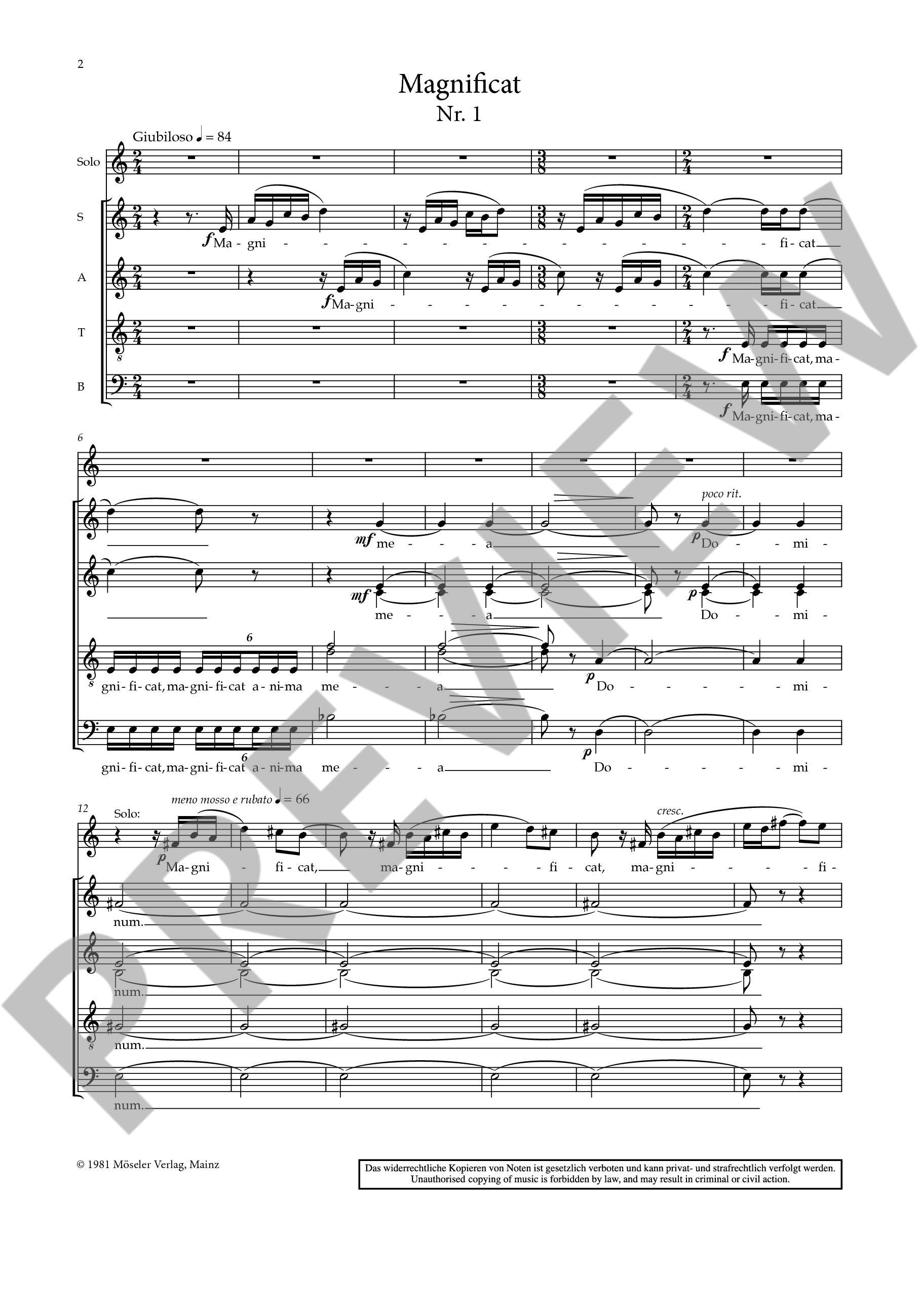 Sample 4 : Nees, Vic : Magnificat,  - soprano and mixed choir - Schott Digital