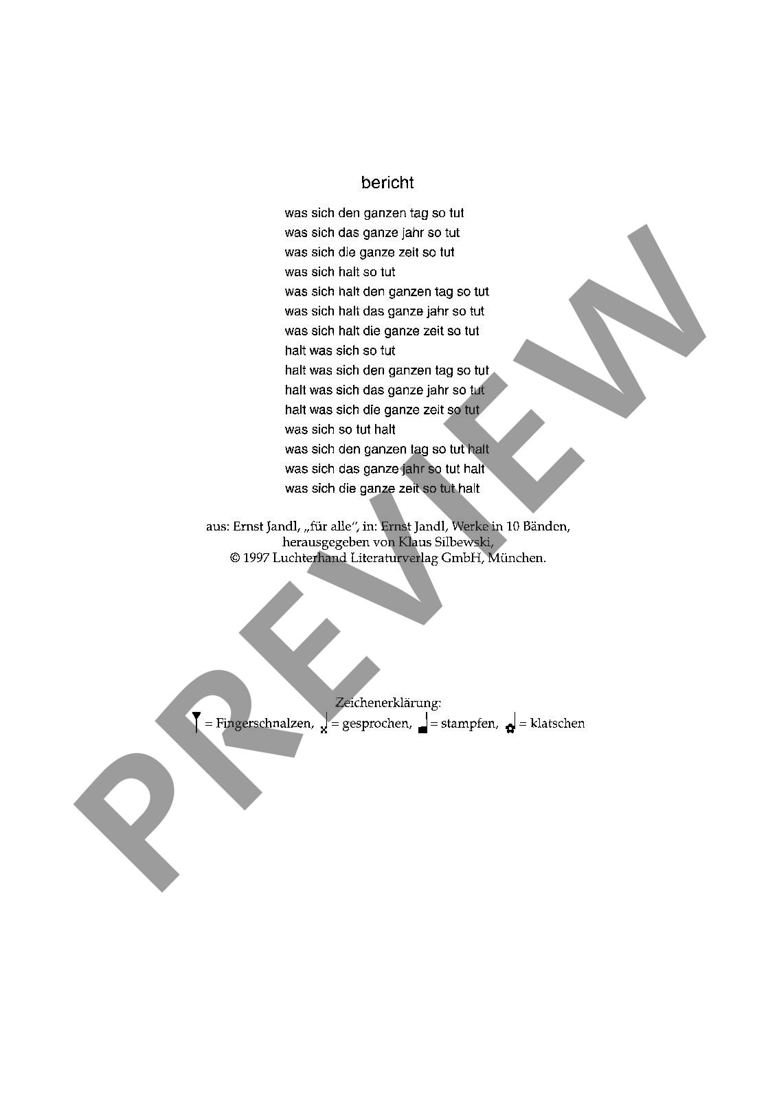 Sample 1 : Borboudakis, Minas : Report, "Was sich den ganzen Tag so tut" - female choir (SSA) a cappella - Scho