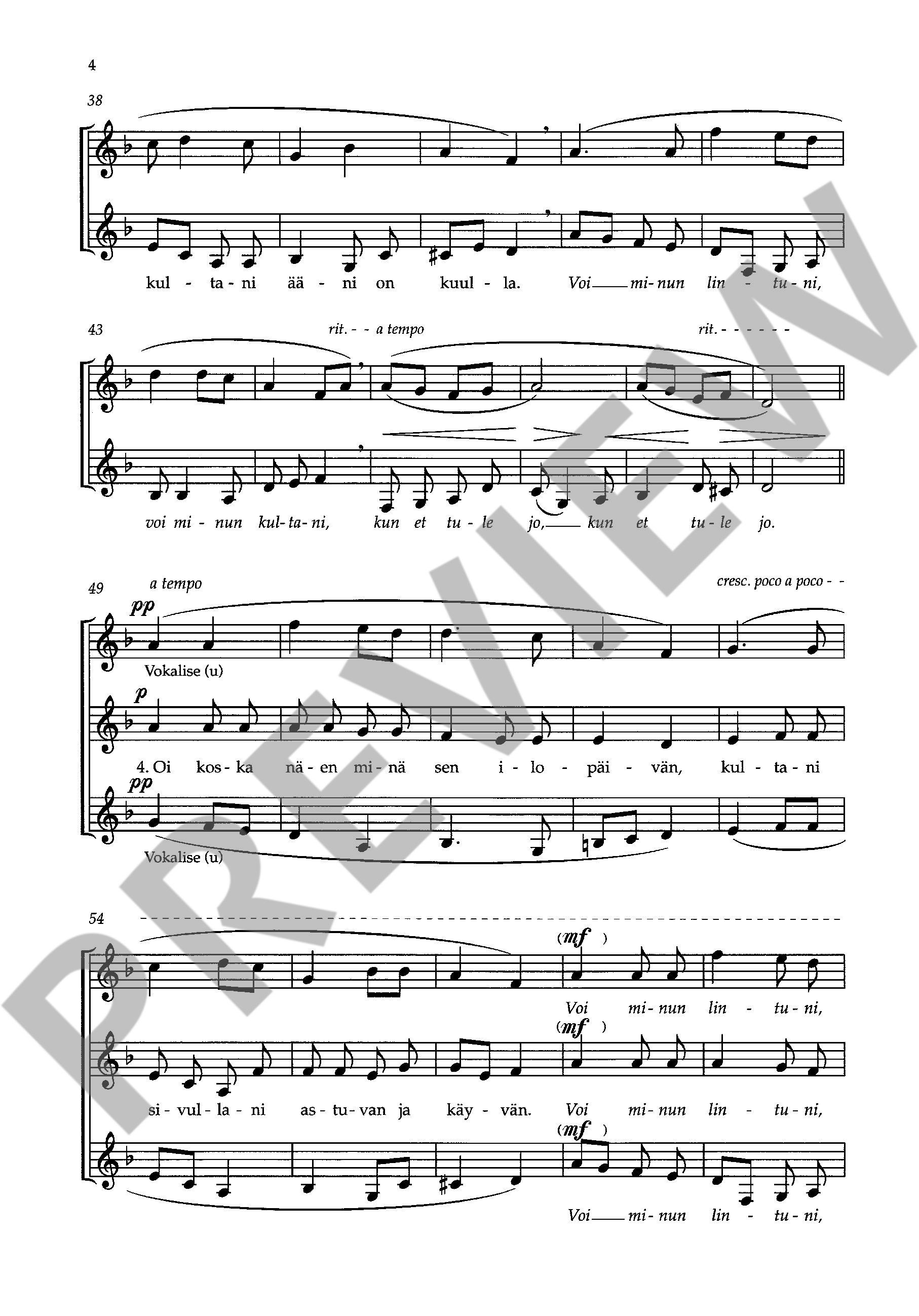 Sample 3 : Zimpel, Sylke : Three European folksongs,  - female choir (SSAA) - Schott Digital