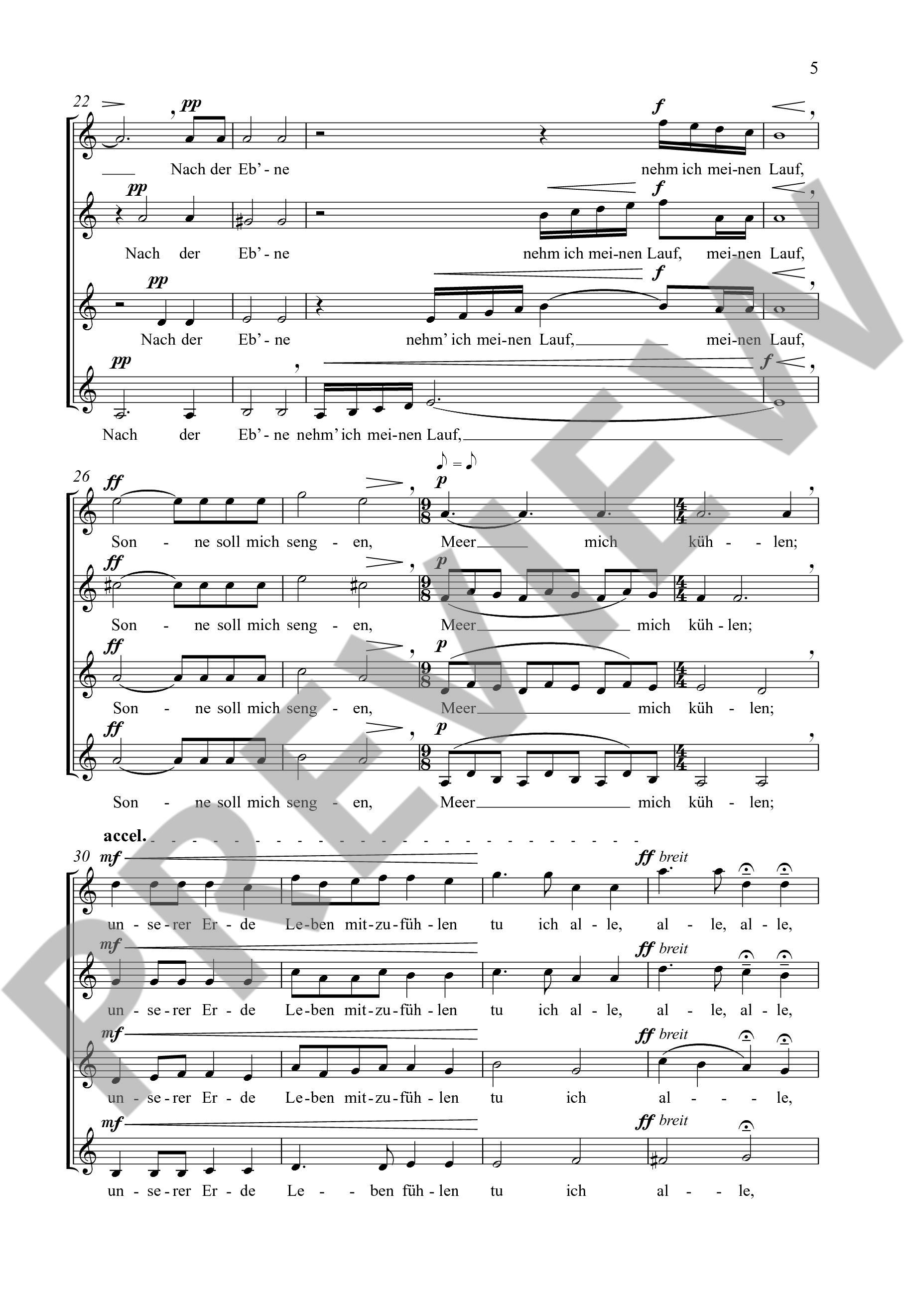 Sample 2 : Schronen, Alwin Michael : Reiselied,  - female choir (SSAA) a cappella - Schott Digital