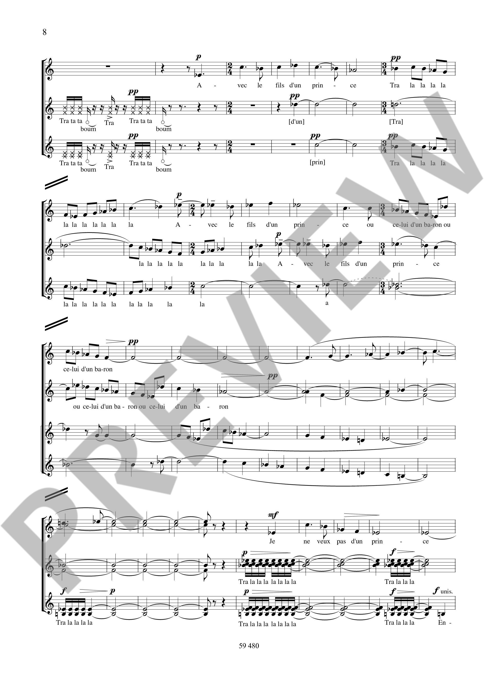 Sample 1 : Pécou, Thierry : Et la Jeannette avec, for choir with equal voices and one bell - choir - Schott Di