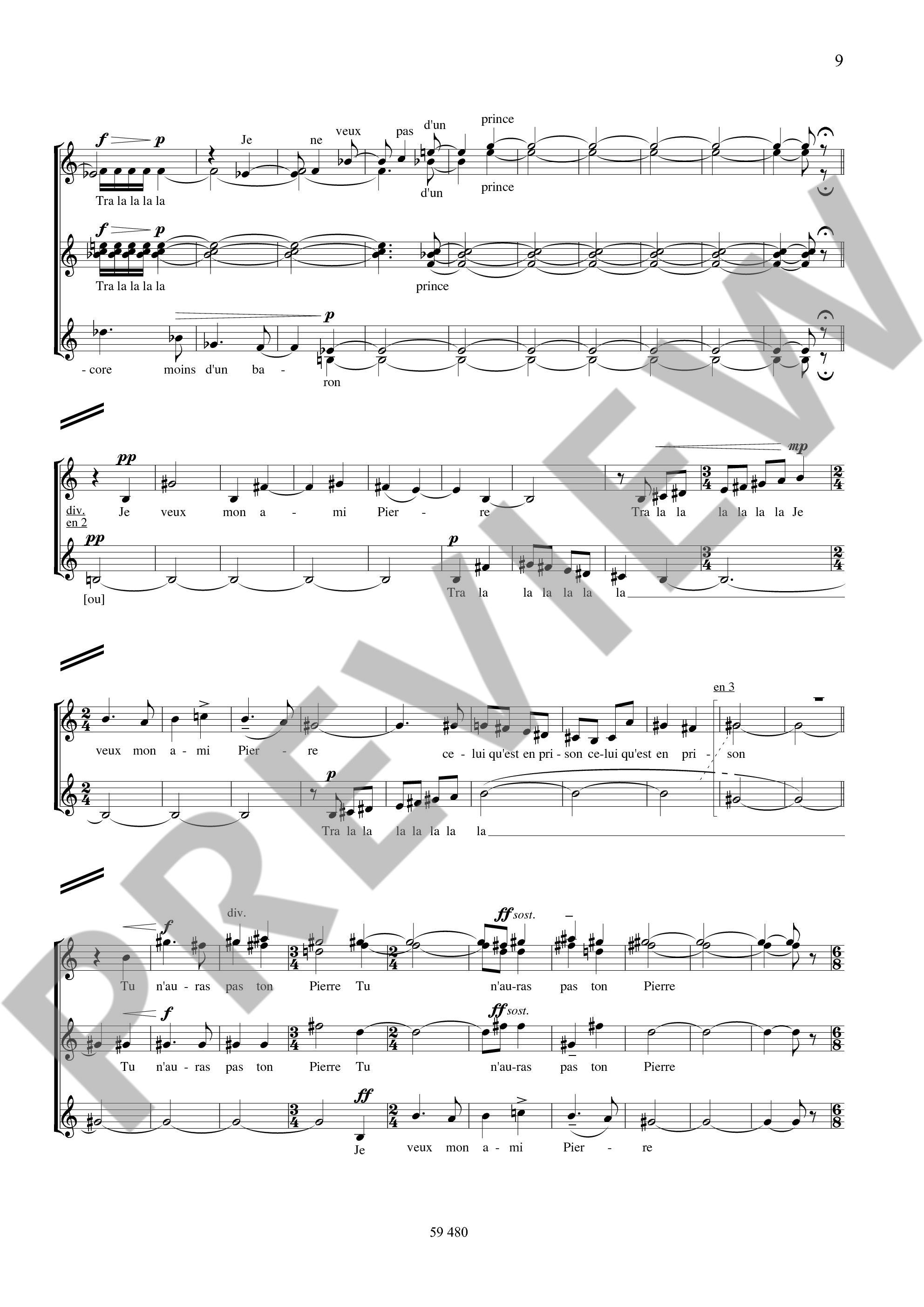 Sample 3 : Pécou, Thierry : Et la Jeannette avec, for choir with equal voices and one bell - choir - Schott Di