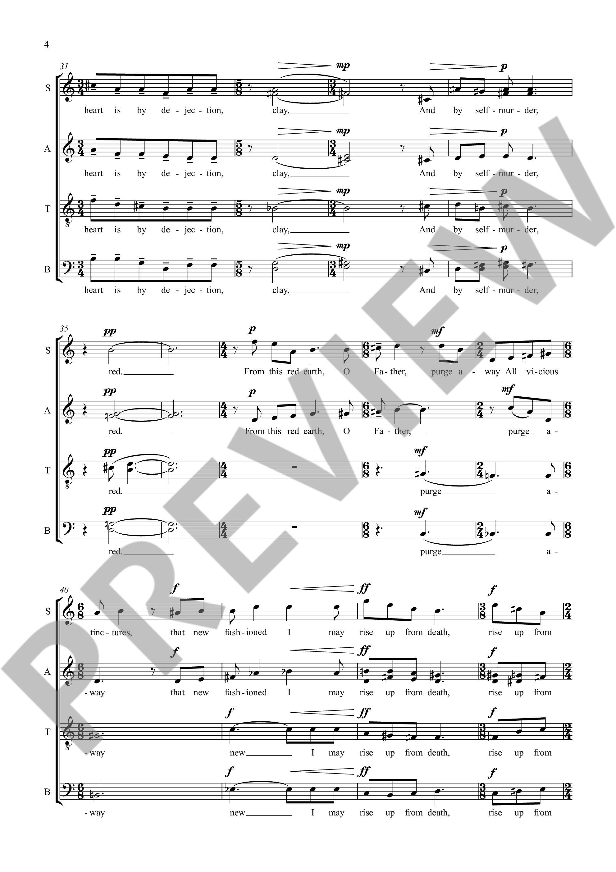 Sample 4 : Casken, John : From this red earth, for chamber choir - chamber choir (SSAATTBB, minimum 8 voices) -