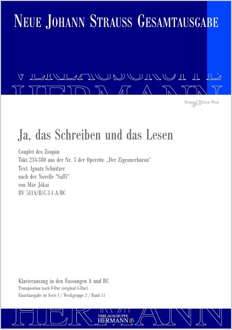Strauss (Son), Johann : Der Zigeunerbaron - Ja, das Schreiben und das Lesen (Nr. 3, Ausschnitt), Cou