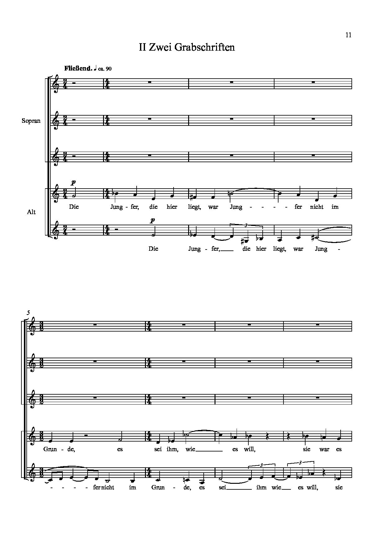 Sample 7 : Schreier, Anno : Fünf Sinnsprüche, based on poems by Friedrich von Logau - mixed choir a capella -