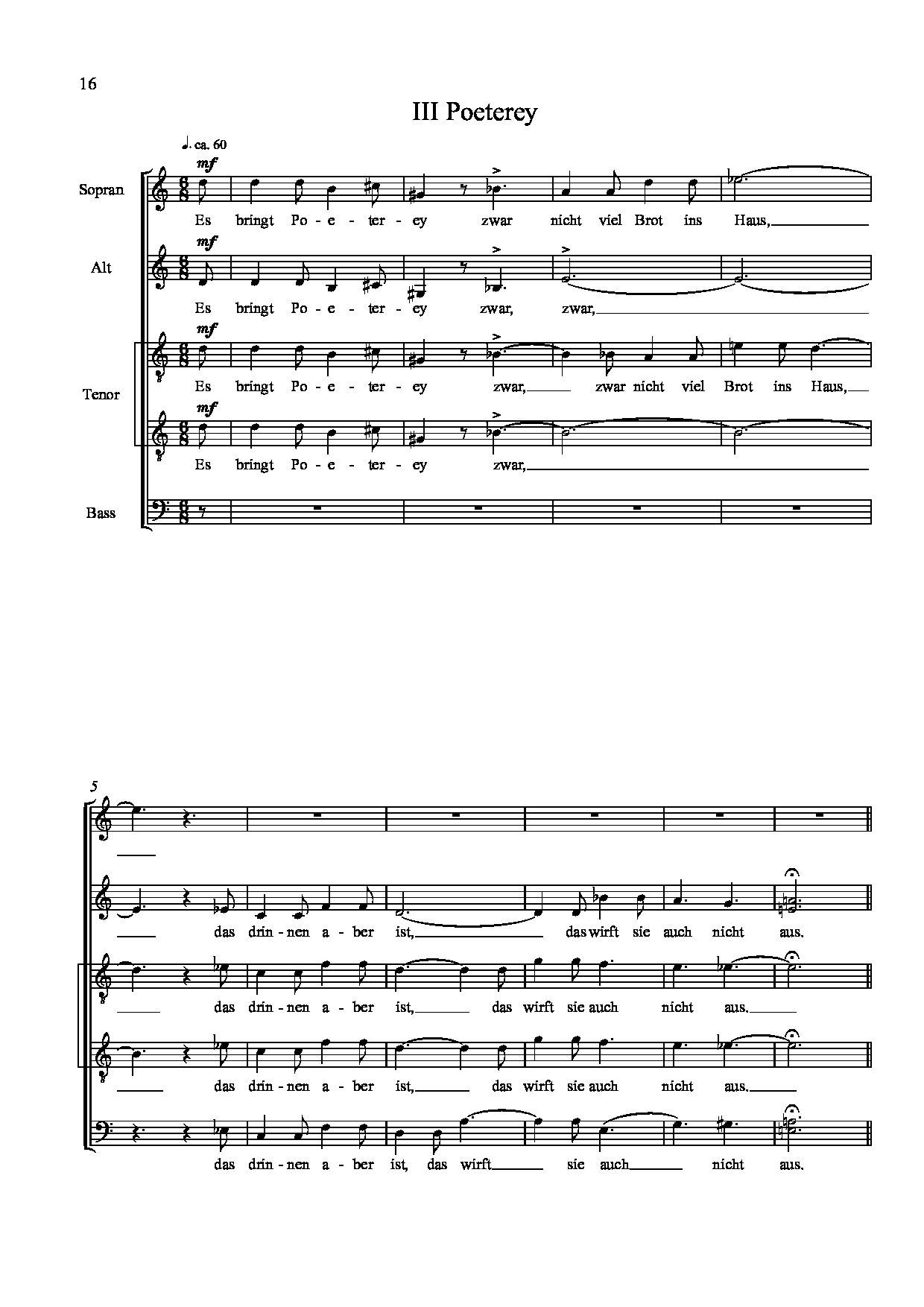 Sample 1 : Schreier, Anno : Fünf Sinnsprüche, based on poems by Friedrich von Logau - mixed choir a capella -