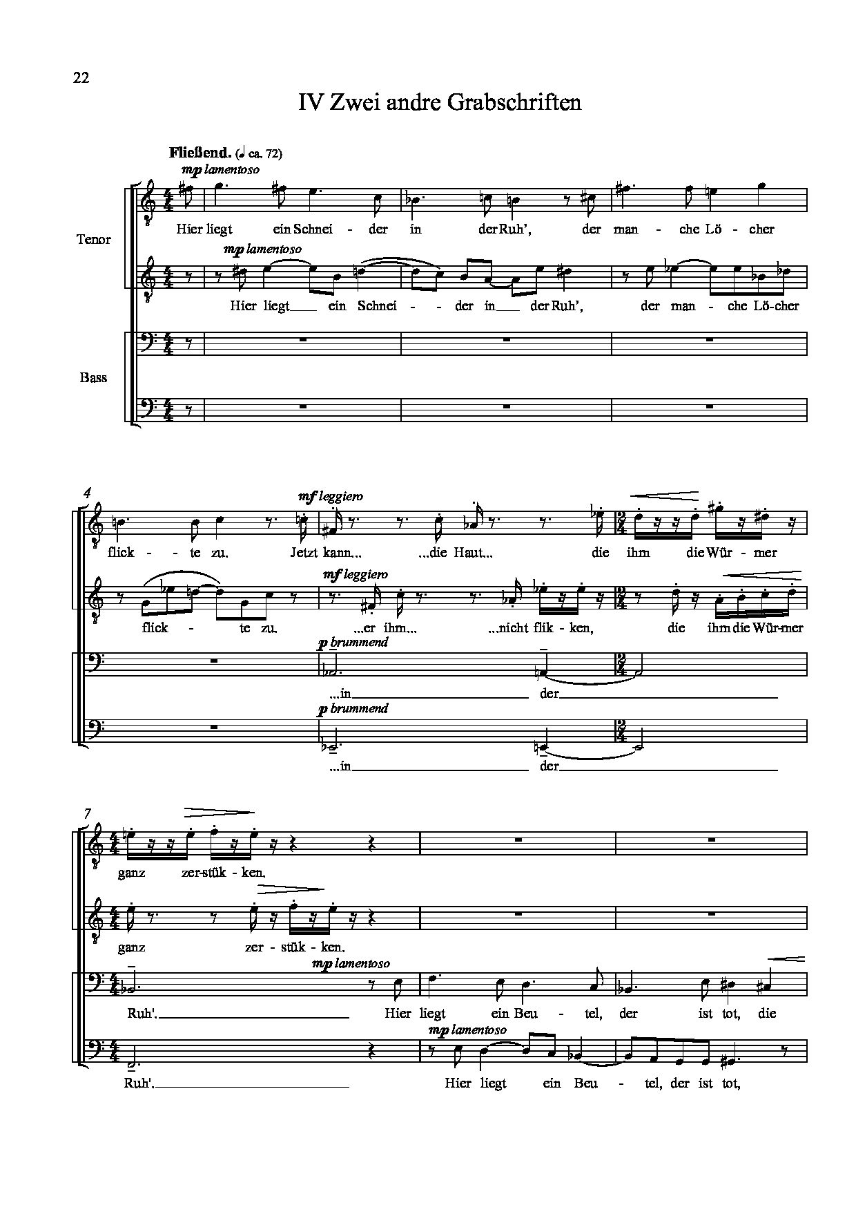Sample 2 : Schreier, Anno : Fünf Sinnsprüche, based on poems by Friedrich von Logau - mixed choir a capella -