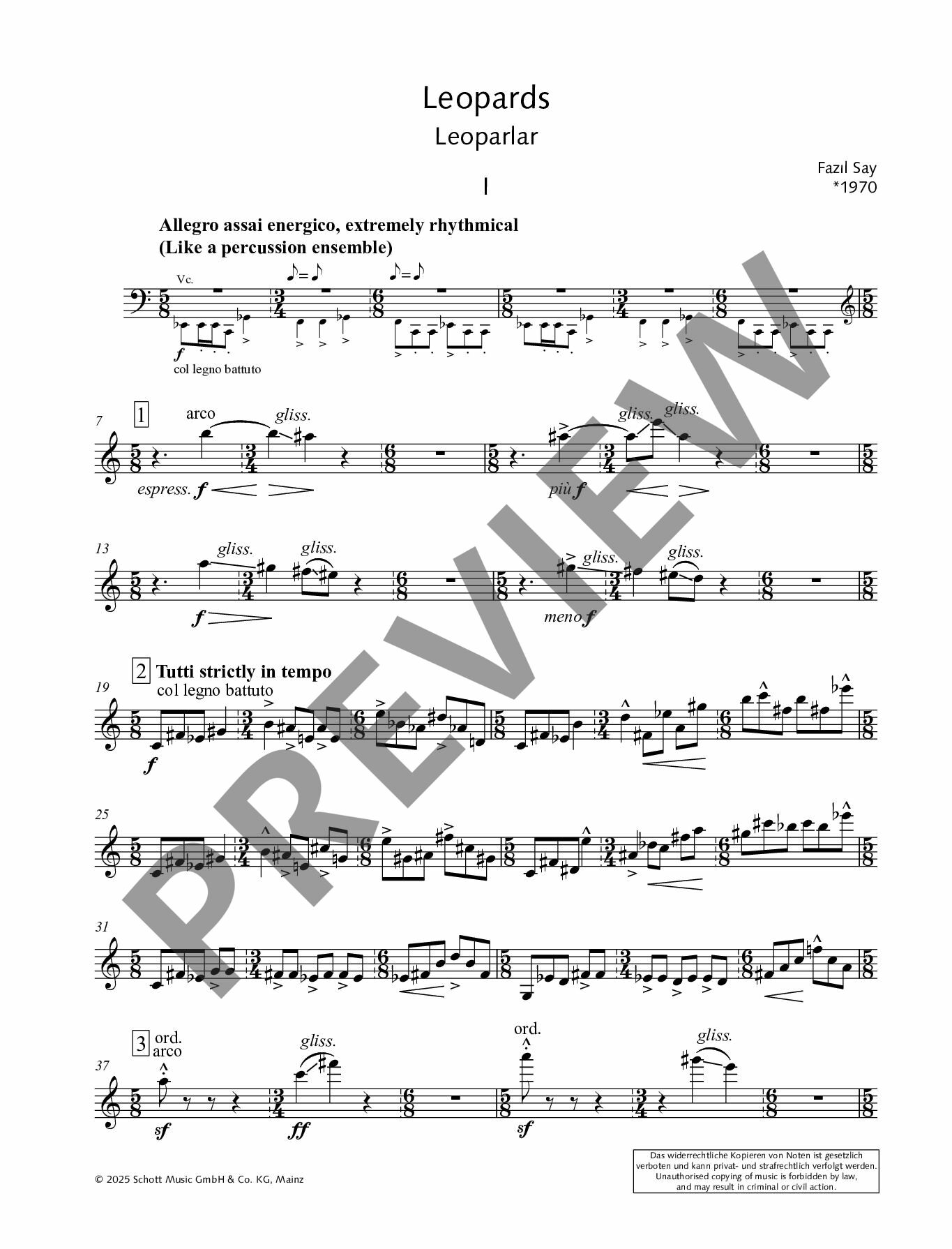 Sample 4 : Say, Fazil : Leopards, String sextet - string sextet - Schott Digital