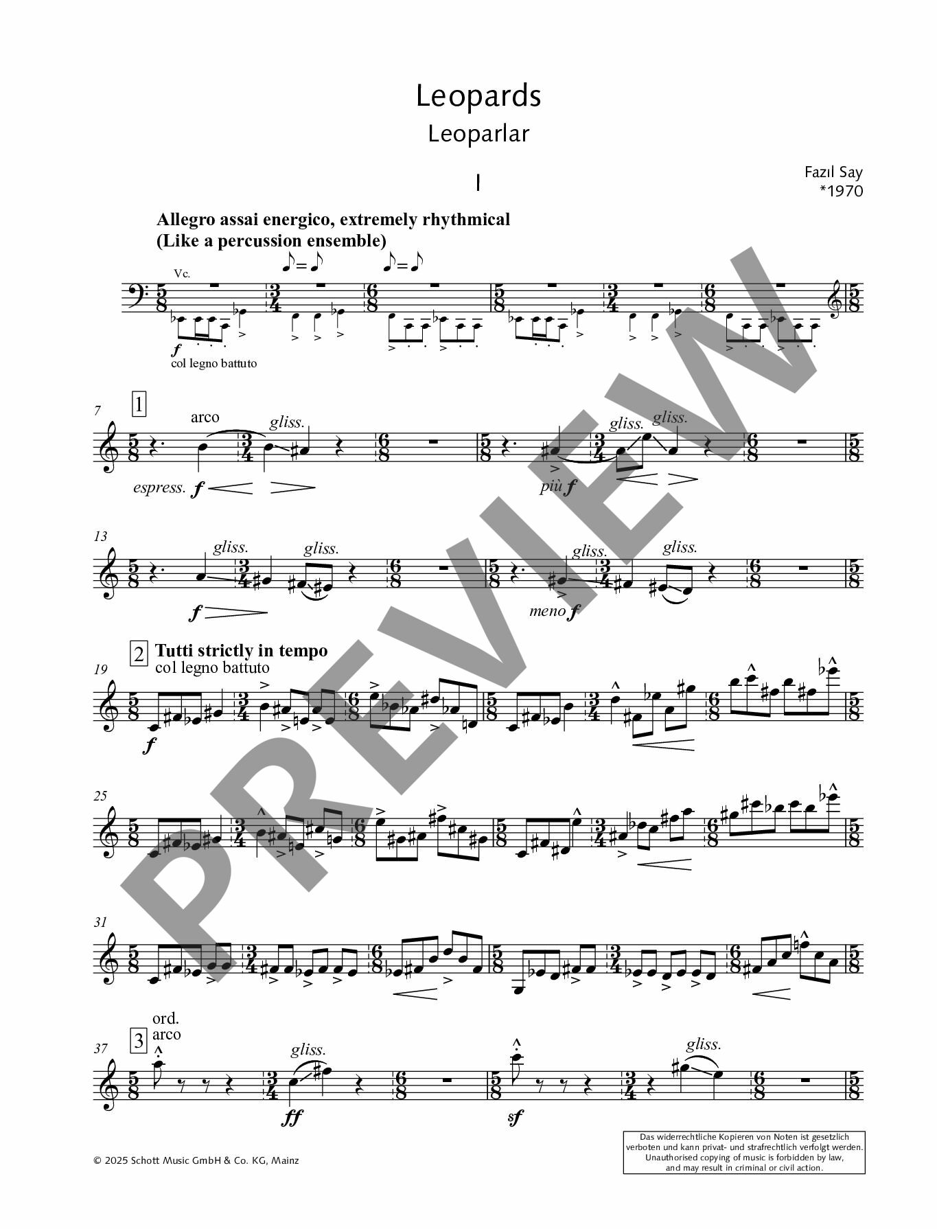 Sample 5 : Say, Fazil : Leopards, String sextet - string sextet - Schott Digital