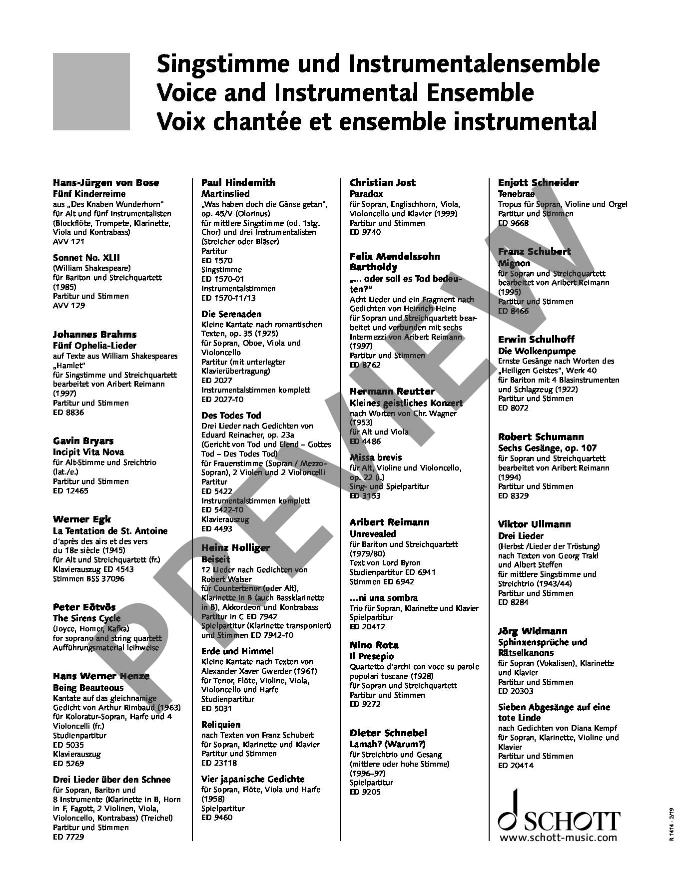 Sample 3 : Hiller, Wilfried : Die Letzte Nacht Des Doktor Faustus, Ein Fragment - Narrator, Choir SATB, Violin
