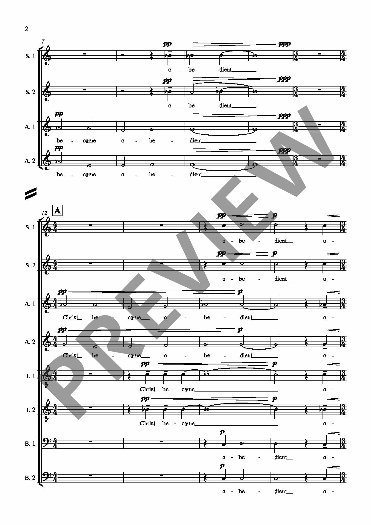 Sample 2 : Kidane, Daniel : Christus Factus Est, for mixed choir (SSAATTBB) - SSAATTBB choir - Schott Digital