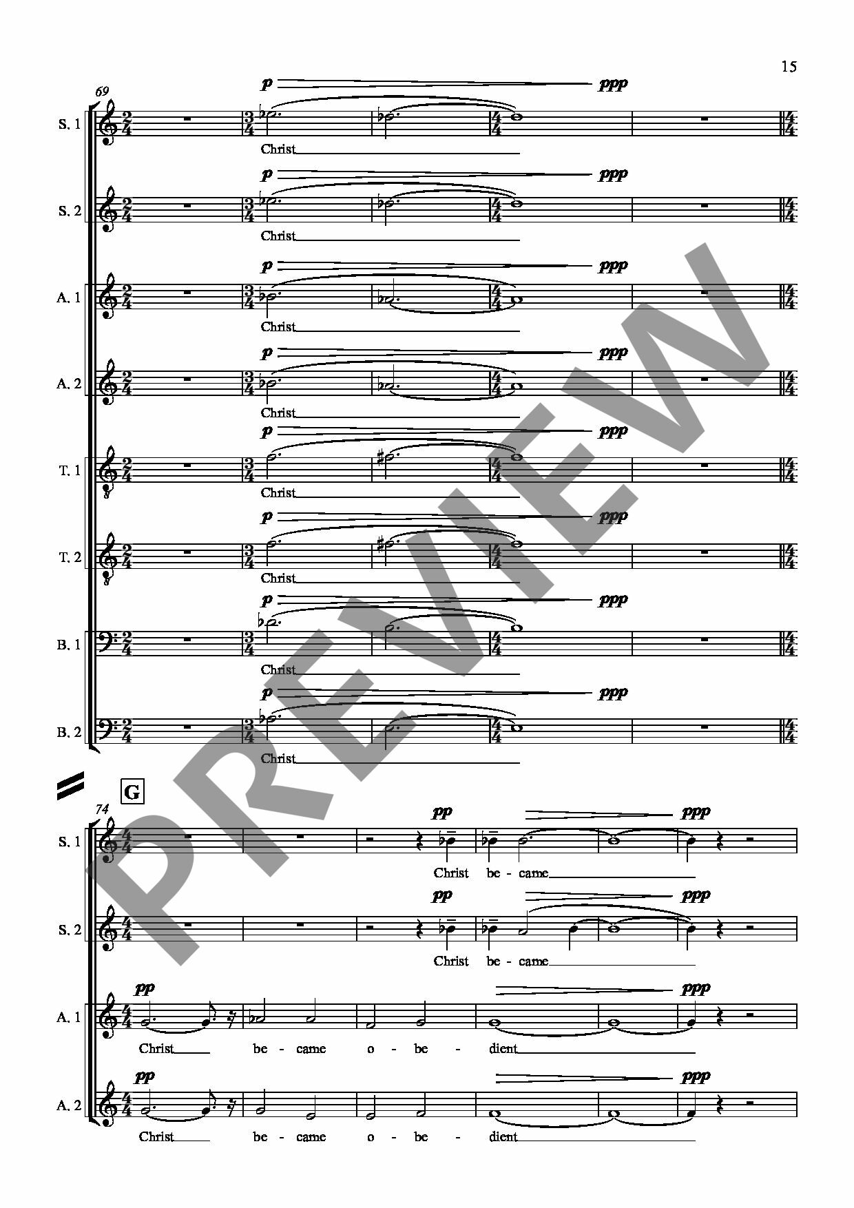 Sample 3 : Kidane, Daniel : Christus Factus Est, for mixed choir (SSAATTBB) - SSAATTBB choir - Schott Digital