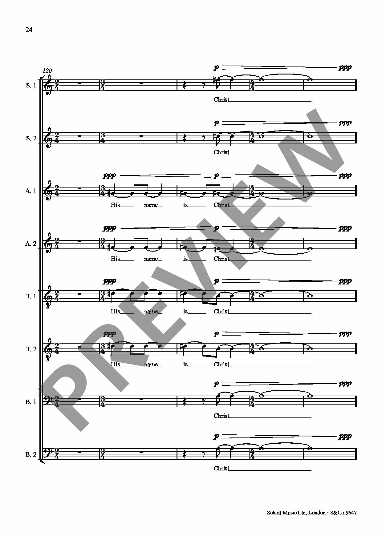 Sample 4 : Kidane, Daniel : Christus Factus Est, for mixed choir (SSAATTBB) - SSAATTBB choir - Schott Digital