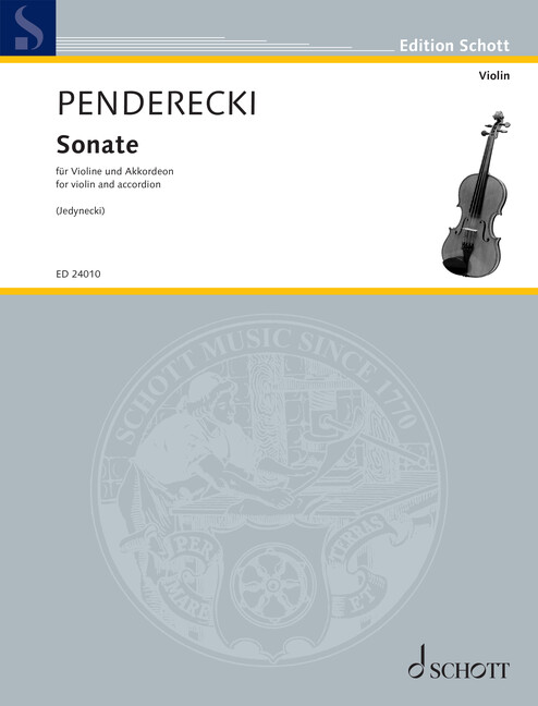 Penderecki, Krzysztof : Sonata, arranged for violin and accordion by Iwo Jedynecki (2024) - violin a